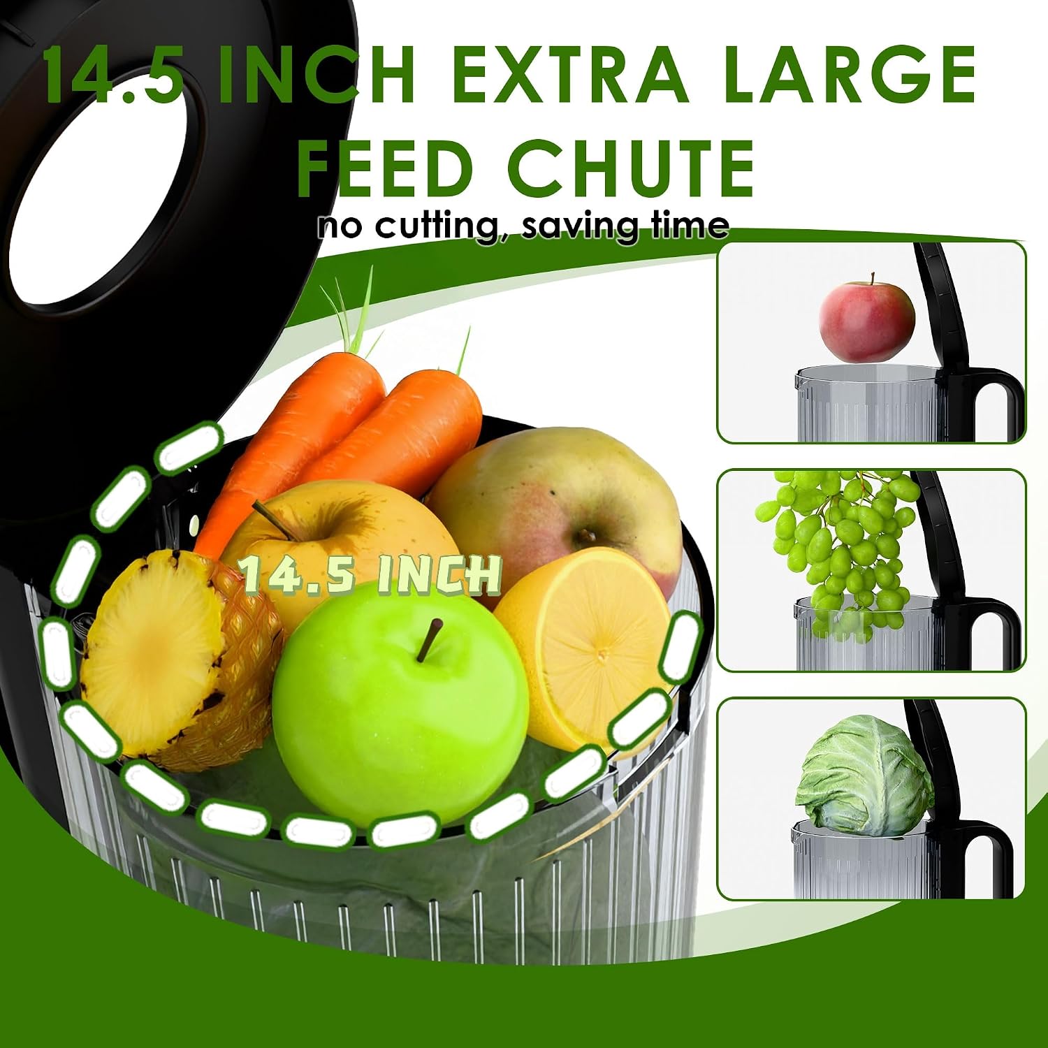 Cold Press Juicer, Touchscreen Juicer Machines with Wide Feed Chute, Stainless Steel Masticating Juicers Easy to Clean, Ergonomic Operational Panel Design, High Juice Yield, Silver