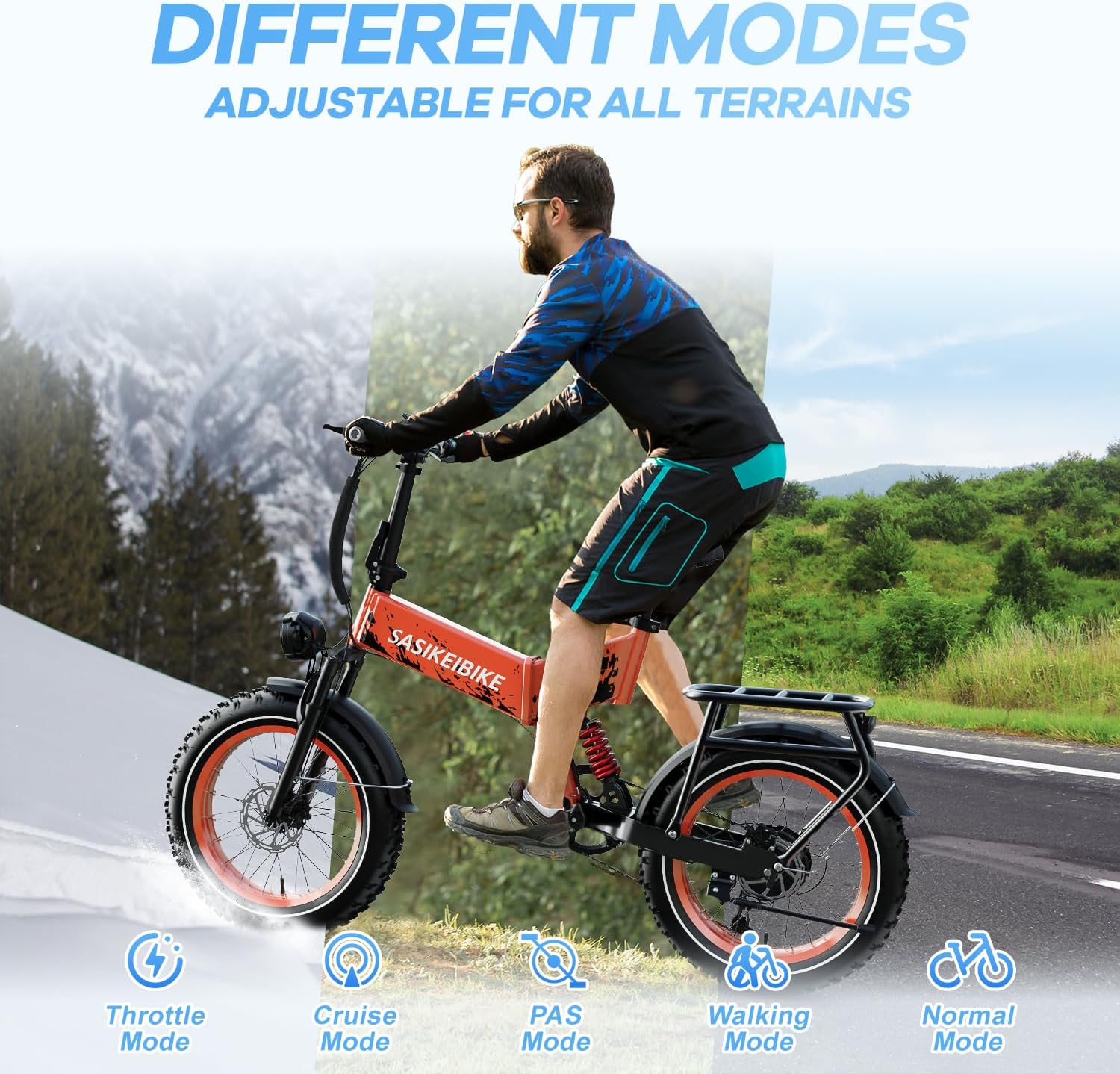 vefreedom 1500W Folding Electric Bike for Adults, 52V 20AH Large Removable Battery E Bike,70 Miles Max Range, 20' x4.0 Fat Tire Ebike, Dual Suspension Commute Electric Mountain Bicycle