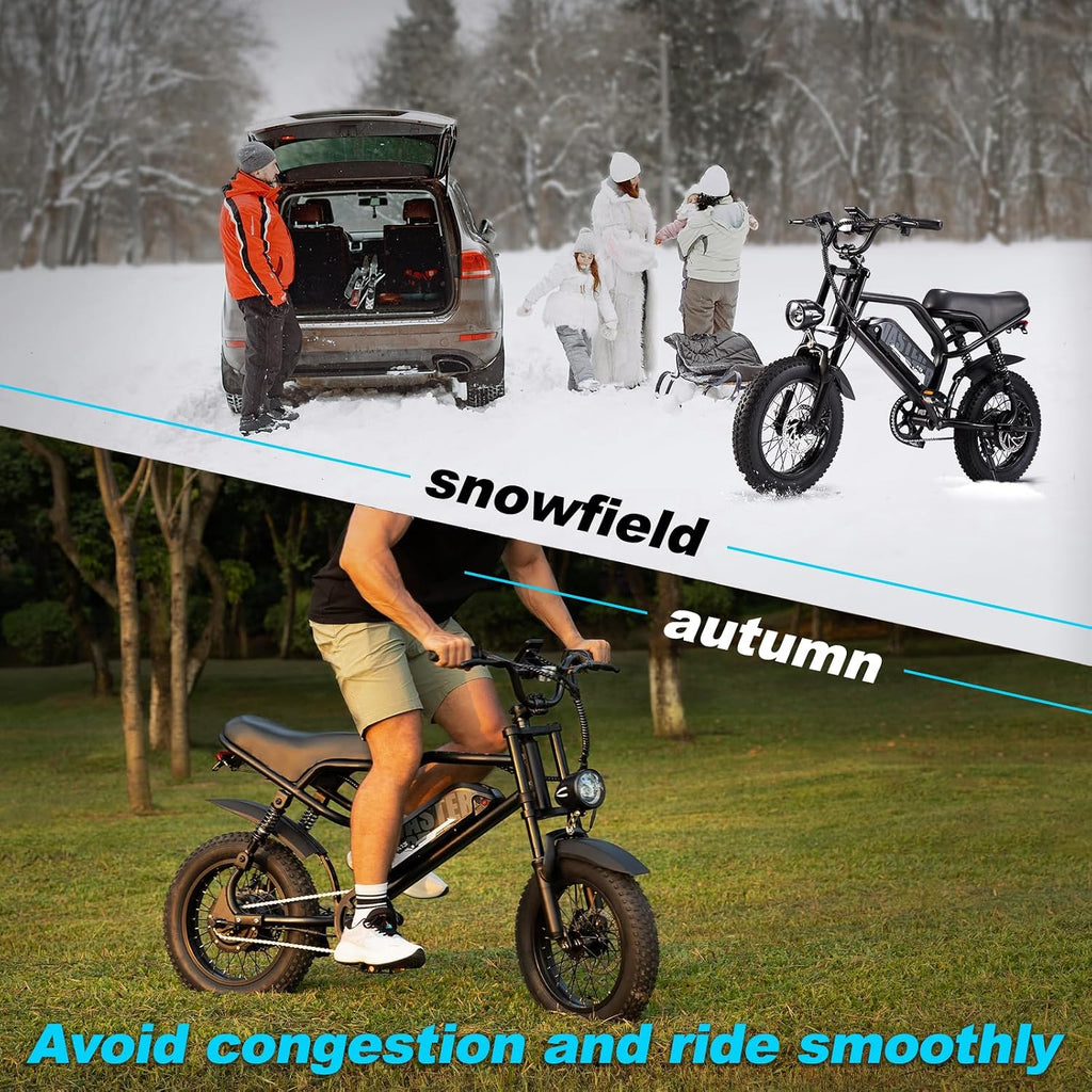 VDL Mountain Electric Bike for Teens/Adults, 16' Fat Tire Ebike, Wider Seat 500W Motor with Removable Battery, 20MPH, UP to 35 Miles Mountain Bike, Teenagers ebike for Riding&Commuting