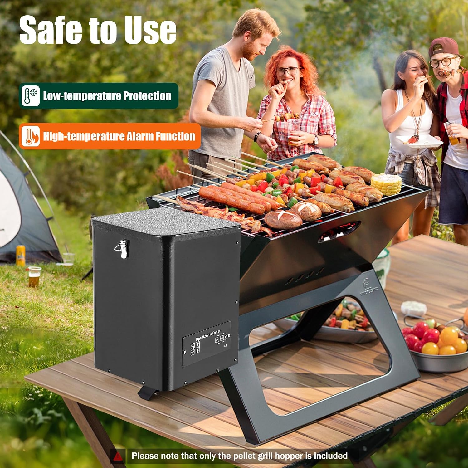 Pellet Smoker Hopper Assembly Kit, Pellet Smoker Conversion Kit Digital Temperature Controller Part for BBQ, Smoke, Bake, Roast, Braise, Grill