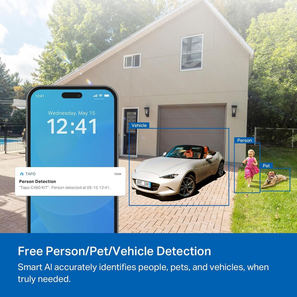 Tapo MagCam 4K Outdoor Wireless Security Camera – Battery Power with Solar, Magnetic Mount, Person/Vehicle Detection, Subscription-Free SD or Optional Cloud, Compatible with Alexa, C460 KIT (3-Pack)