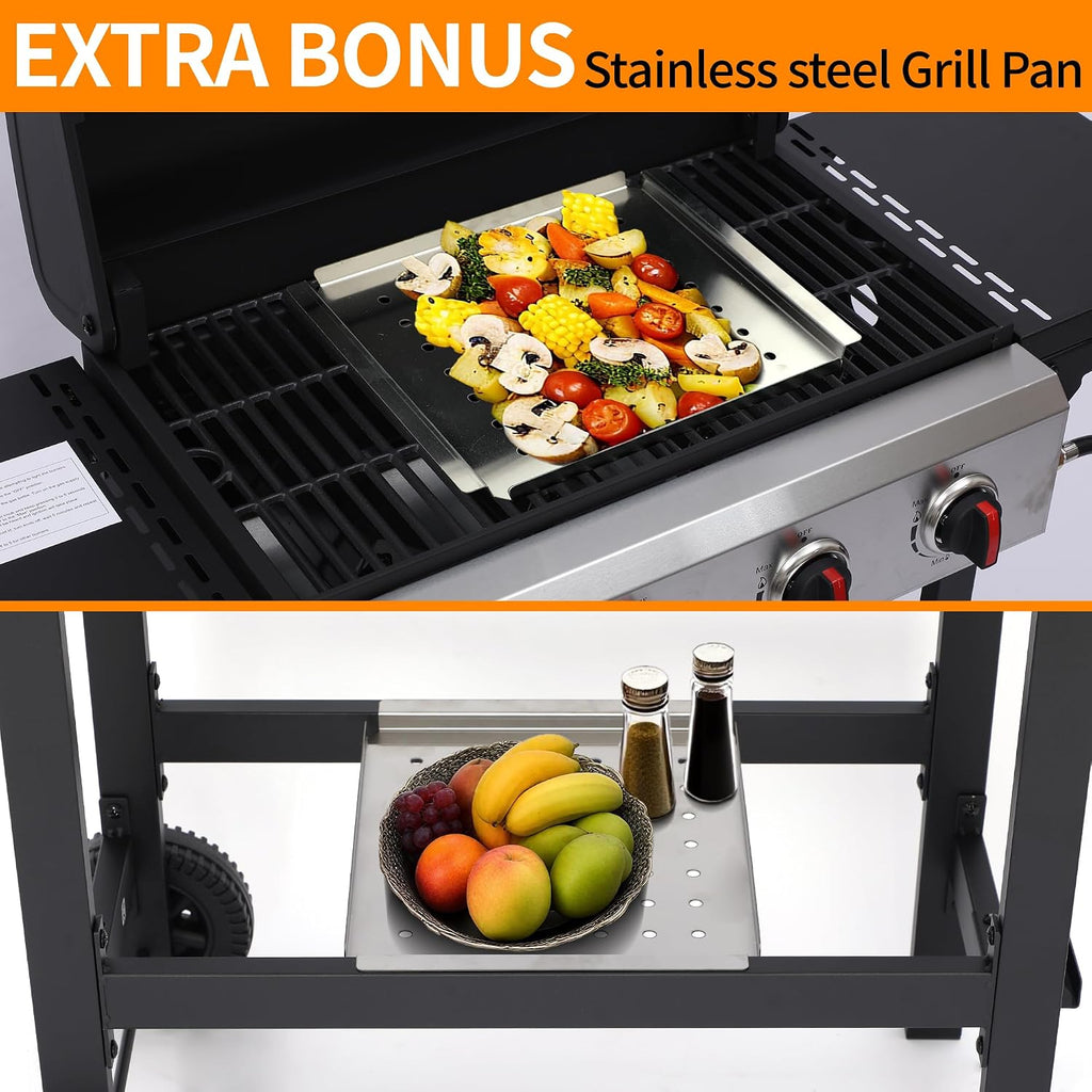 4-Burner Propane Gas Grill with Cast Iron Grate - 40000 BTU Output & Easy-Clean Grease Management for Perfect BBQs (4-Burner)