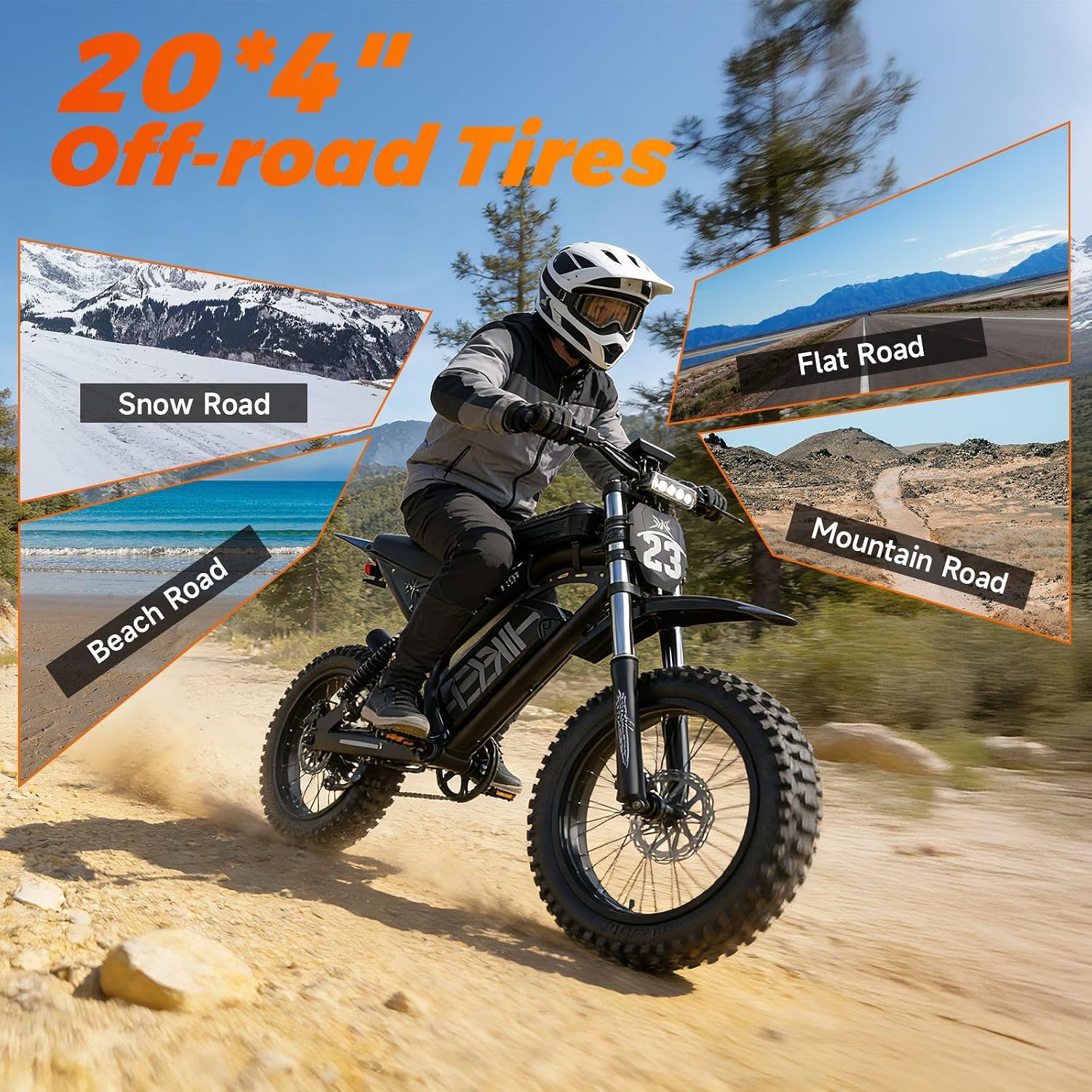 High Power Electric Bike for Adults, 1500W-4000W Peak Ebike with UL Certified Battery, 20' Fat Tire Retro Scrambler Moped Style & Off-Road Electric Motorcycle, Full Suspension