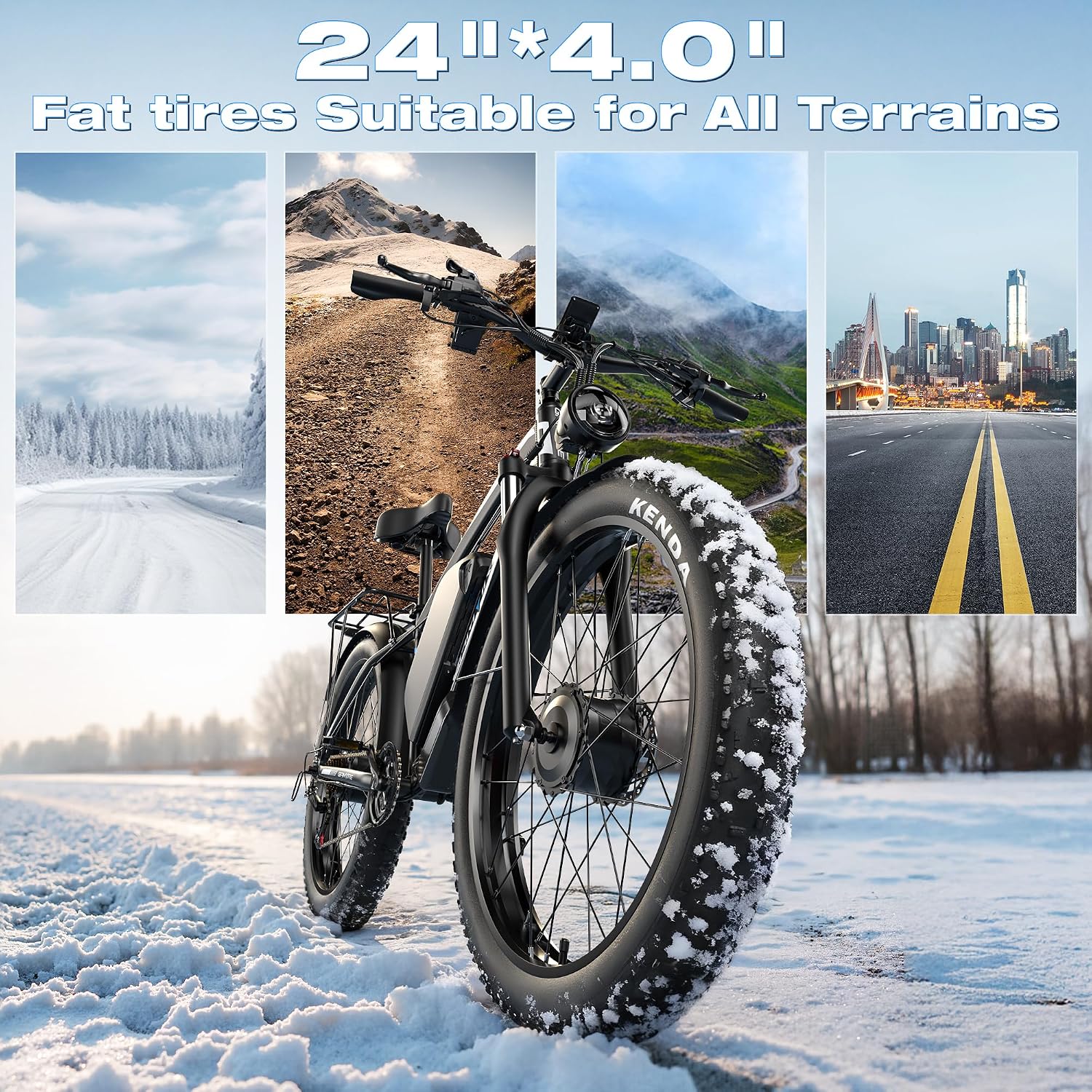 E Bike for Adults, Peak 6000W Dual Motor Electric Bike, 52V 32AH Battery 45 M P H Up to 100 Miles EBike, Front Suspension 7-Speed 24' Fat Tire Electric Commuter Bike, UL2849 Certified By SGS