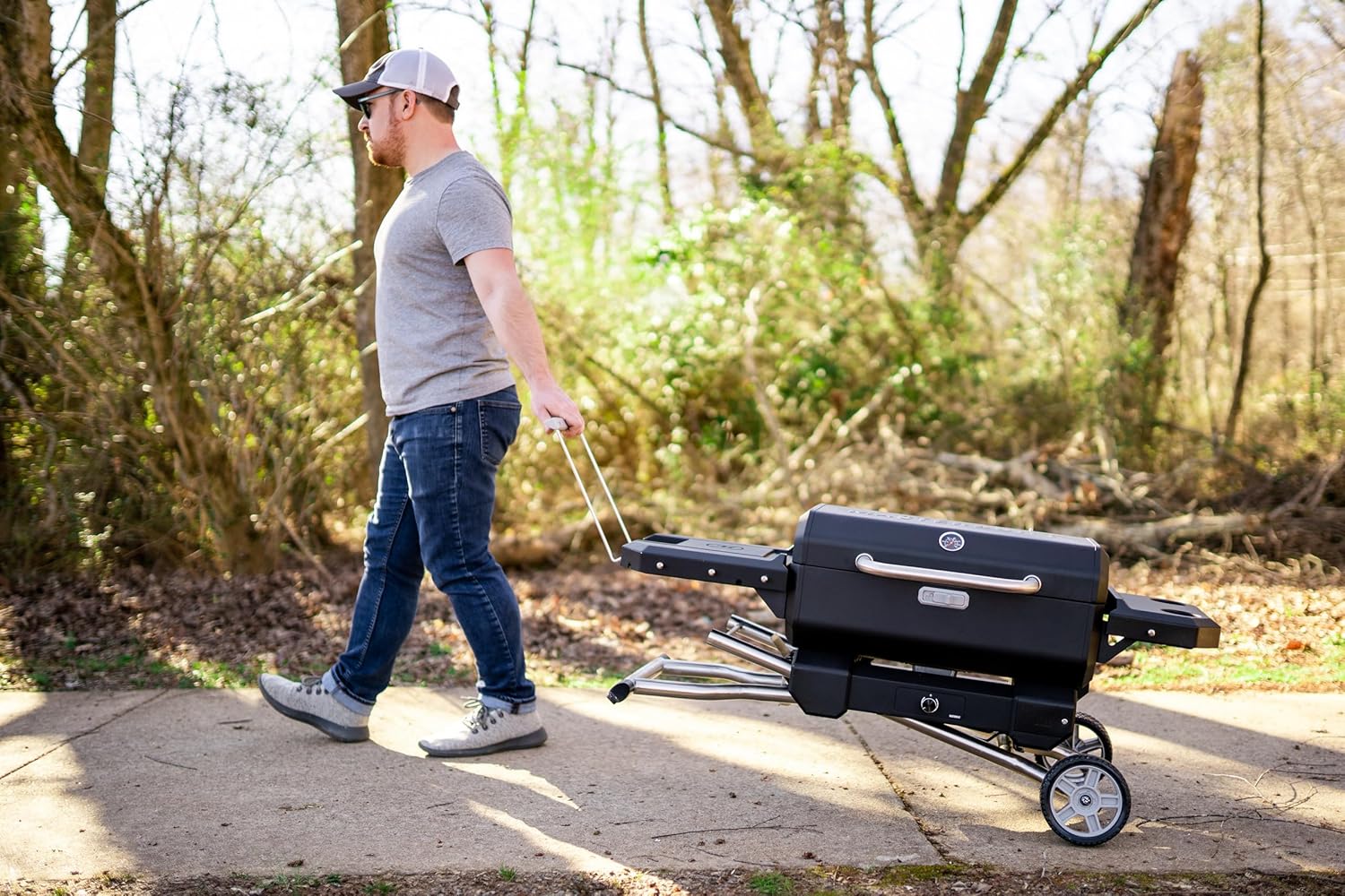 Masterbuilt® Electric Portable Charcoal Grill and Smoker with SteadyTemp Analog Temperature Control, Collapsible Cart and 200 Cooking Square Inches in Black, Model MB20040722