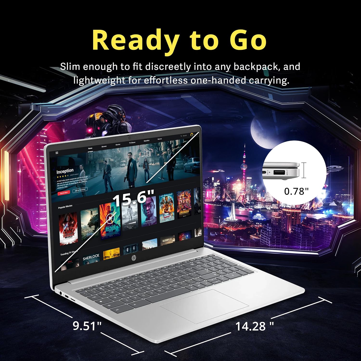 HP 15.6' HD Anti-Glare Chromebook Laptop, Intel Pentium N200, 8GB LPDDR5, 224GB Storage (64GB eMMC+160GB Docking Station Set), Intel UHD Graphics, Num Pad, 720p Camera, Wi-Fi 6, Chrome OS, Silver