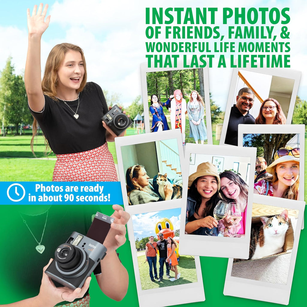 Fujifilm Instax Mini 41 Instant Film Camera Black + 20 Instax Instant Film Prints Bundle