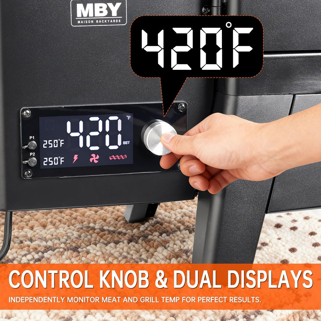 Vertical Pellet Smoker with Cover & Meat Probe, 4-Rack Electric BBQ Smoker Grill, 616 sq in Cooking Space, Digital LED Temperature Control for Outdoor Smoking Ribs, Brisket, Chicken & Sausage