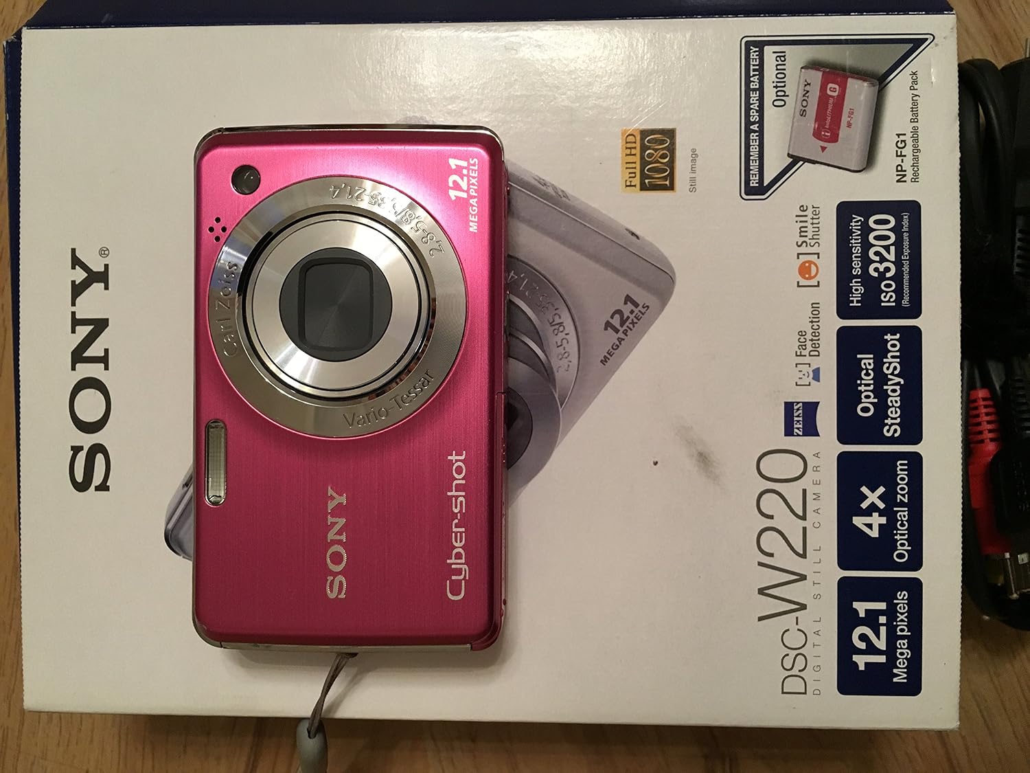 Sony Cybershot DSC-W220 12MP Digital Camera with 4x Optical Zoom with Super Steady Shot Image Stabilization (Light Blue) (OLD MODEL)