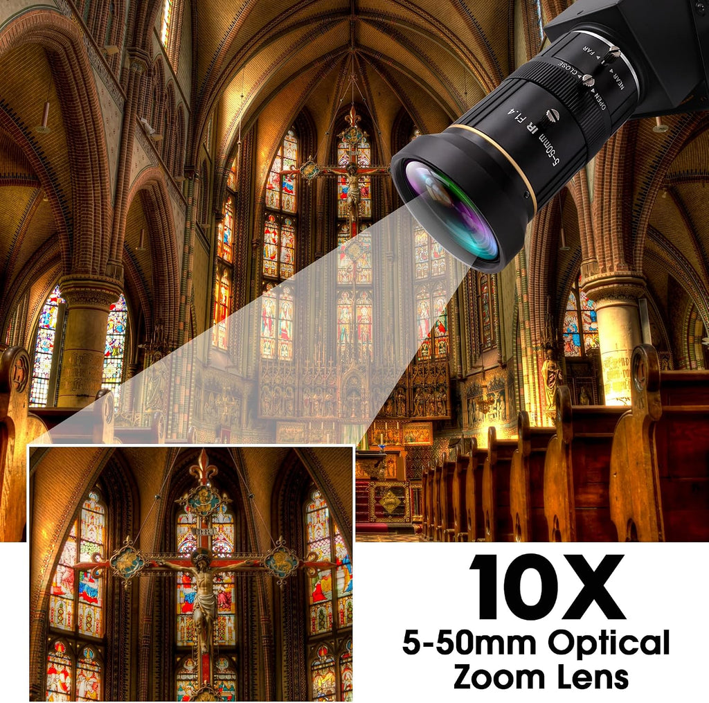 HDMI 4K USB Camera for Live Streaming 10X Variable Focus PC Webcam USB HDMI Simultaneous Output Video Conferencing Close up Zoom in and Out Web Camera for Online Teaching Training