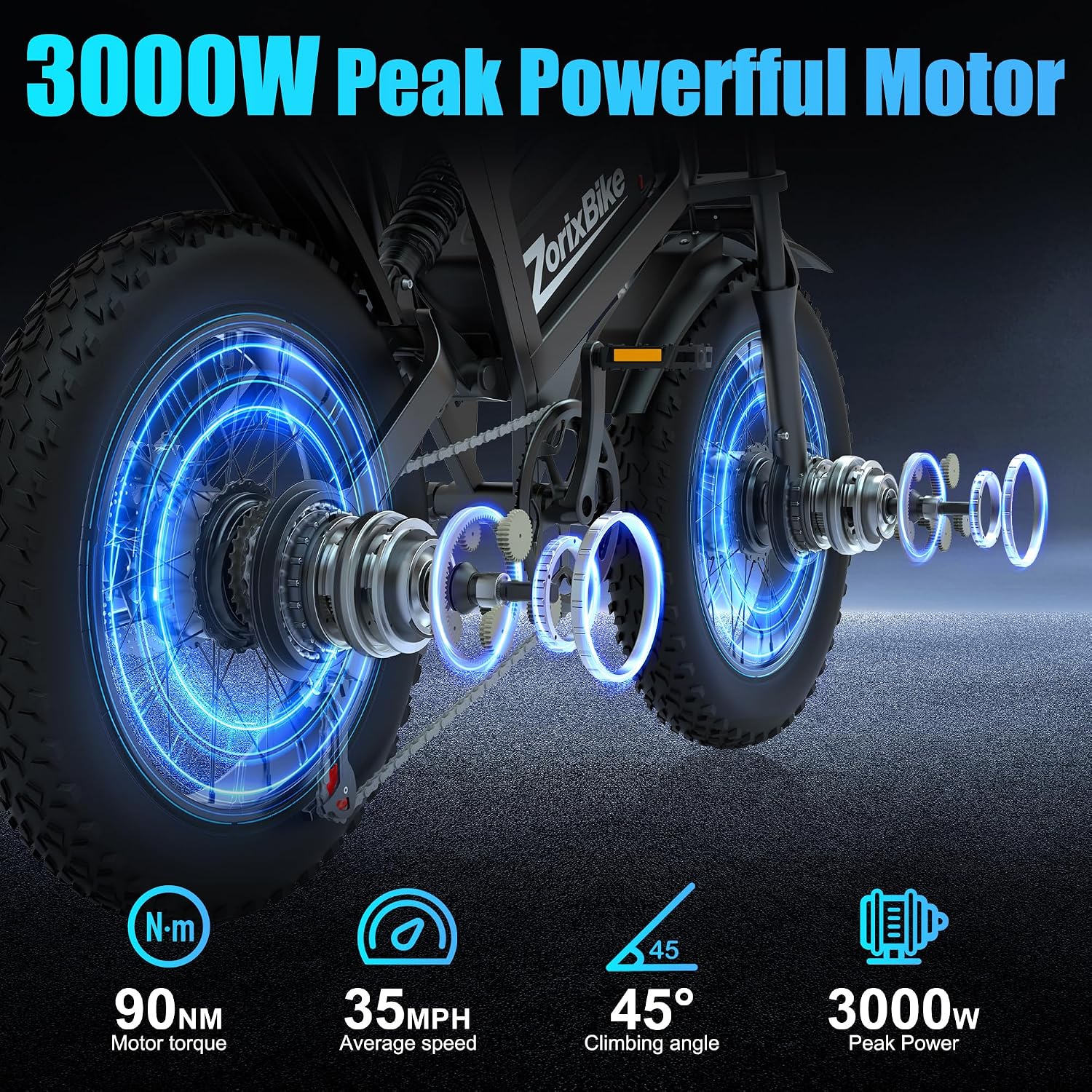 Electric Bike for Adults,48V 20AH - Peak Power 1500/3000W Brushless Motor Electric Bicycle - Max Speed 31-35MPH - Max 80 Miles Range - 20' x 4.0' Fat Tire Dirt E-Bike,7-Speed - UL 2849