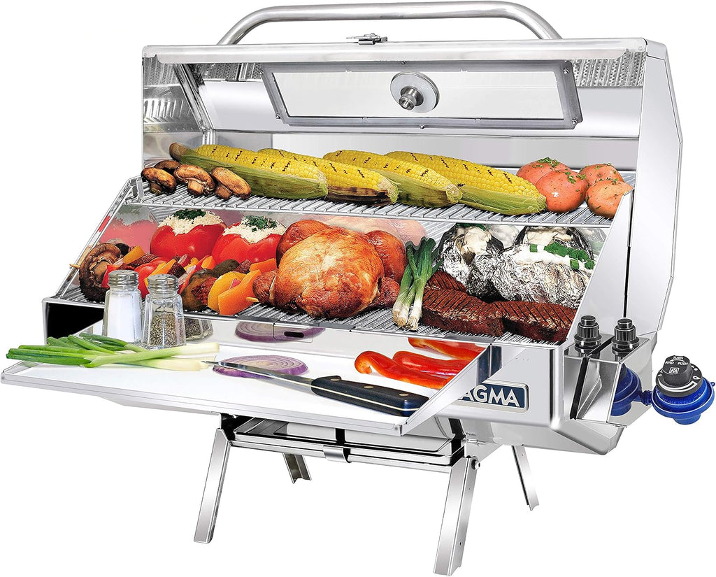 Magma A10-1225-2GS Monterey Infrared Gas Grill Large Gourmet Stainless Steel Boat BBQ Portable Marine Propane Grill for Even Cooking