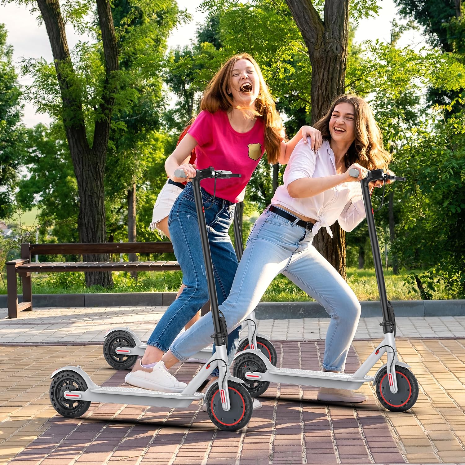 MAXSHOT Electric Scooter for Adults, 8.5/10/14' Tires, 19/22Mph, 350W/500W Motor, 21-28 Miles Range, Folding E-Scooter with Dual Suspension,APP Contro
