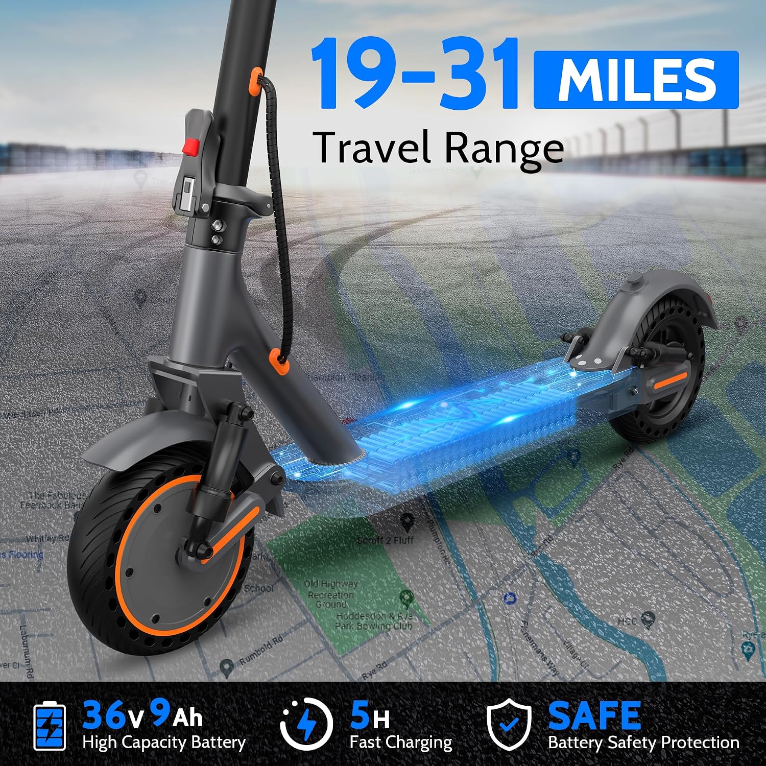 MAXSHOT Electric Scooter for Adults, 8.5/10/14' Tires, 19/22Mph, 350W/500W Motor, 21-28 Miles Range, Folding E-Scooter with Dual Suspension,APP Contro