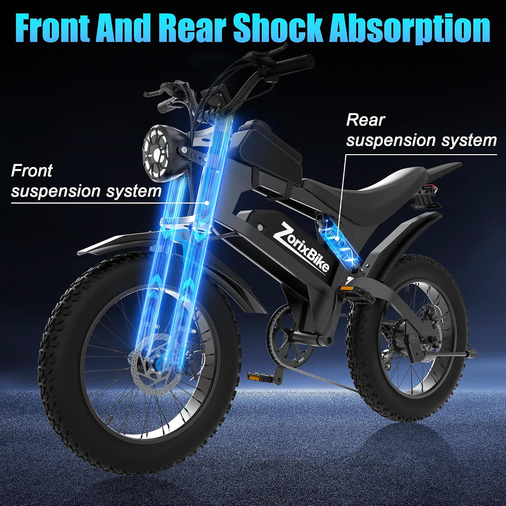 Electric Bike for Adults,48V 20AH - Peak Power 1500/3000W Brushless Motor Electric Bicycle - Max Speed 31-35MPH - Max 80 Miles Range - 20' x 4.0' Fat Tire Dirt E-Bike,7-Speed - UL 2849