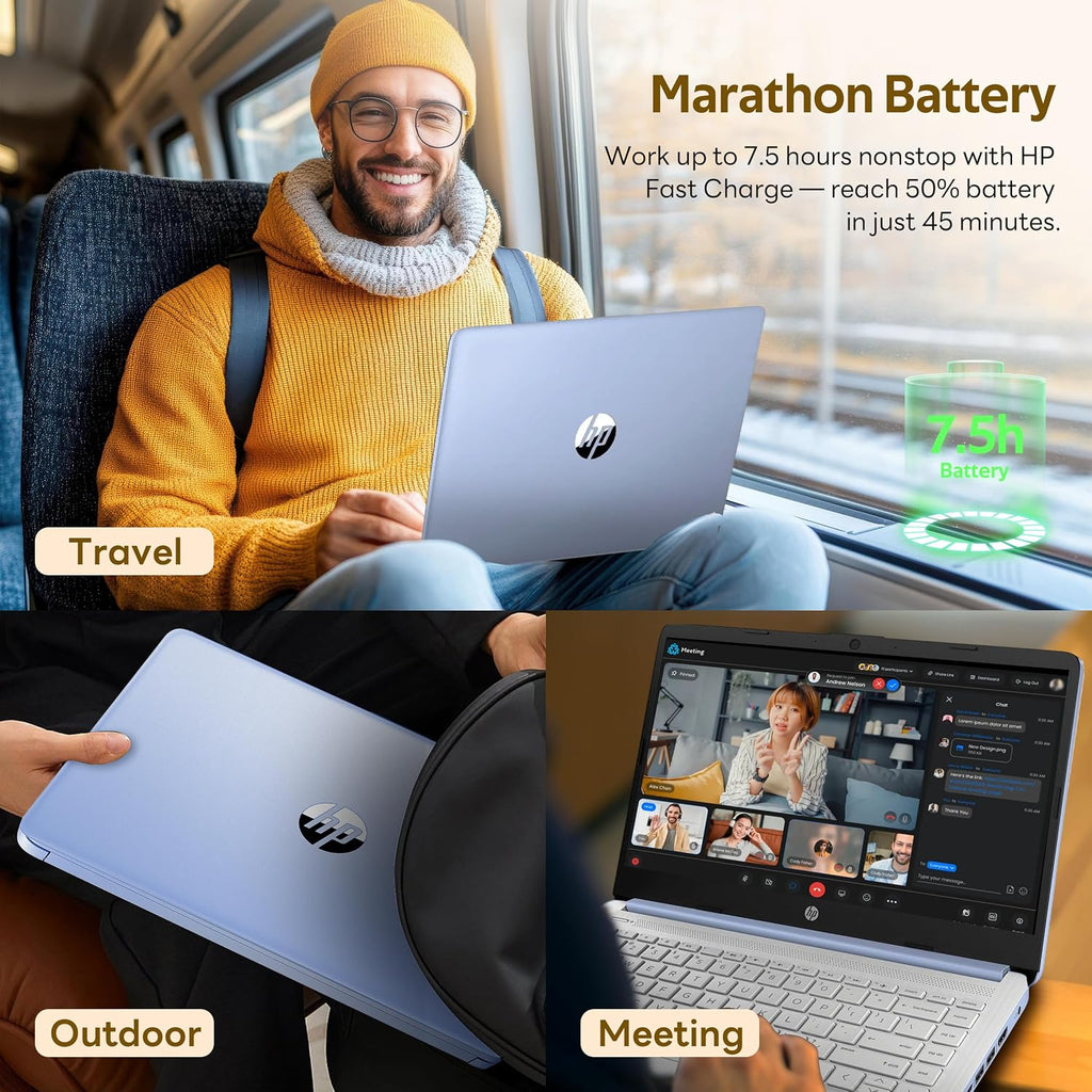 HP Flagship 14' HD Student&Business Laptop with AI Copilot, 13th Gen Intel 4-Core, 4GB RAM, 1.12TB Storage (128GB UFS + 1TB Docking Station), 1 Year Office 365, Wi-Fi 6, Win 11 S, Sky Blue