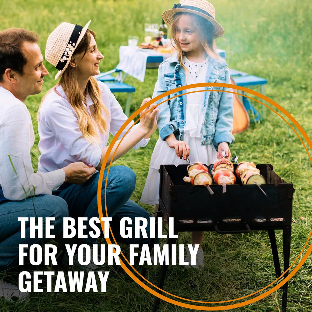 CKG Portable Charcoal Grill Heavy Duty Folding Mangal BBQ Outdoor Grill for Kabab, Shashlyk, Camping Portable Grill for Travel, 6 Skewers (Skewers not included in set) 2 mm Metal Thickness