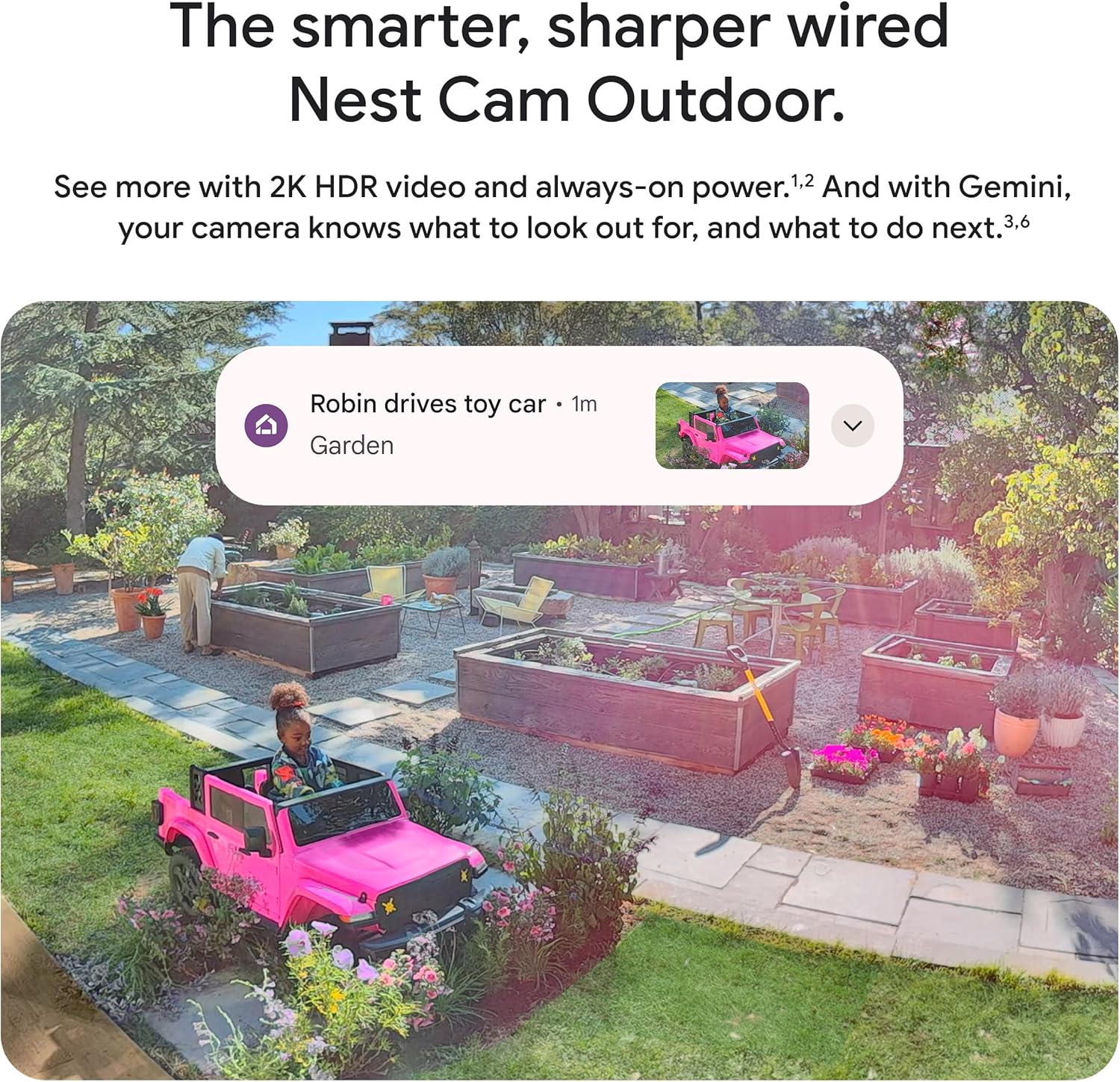 Google Nest Cam Outdoor (Wired, 2nd Gen) - Security Camera with 2K Video and Gemini, Night Vision, 2-Way Audio - Works with Google Home - 2025 Model - Snow