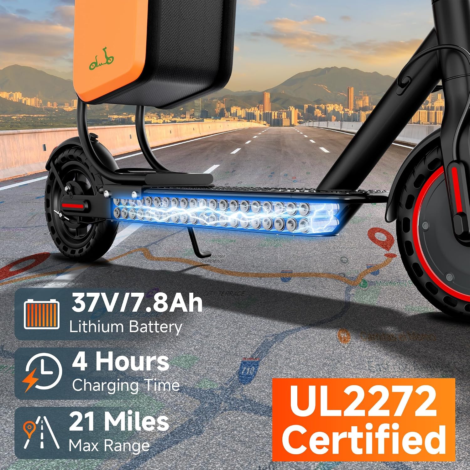 Electric Scooter, 350W-500W Motor, 19 MPH to 22MPH, 15-41 Miles Range, Dual Suspension, Dual Braking, App Control, Foldable Commuter E Scooter for Adults and Teens