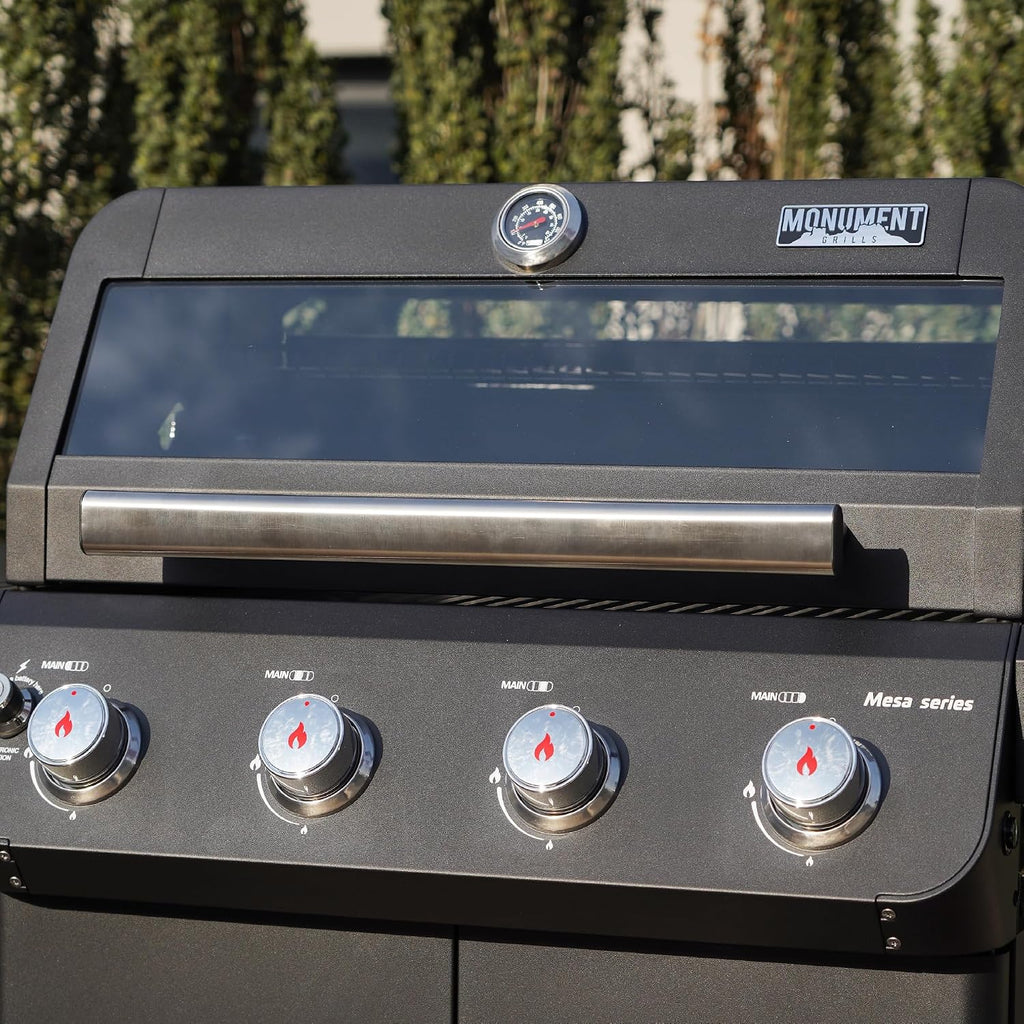 Monument Grills Mesa Series, 4+1 Outdoor Barbecue Stainless Steel 4 Burners & 1 Side Burner Propane Gas Grill, 52,000 BTU Patio Garden Barbecue Grill with Knob Controls, Mesa425, Black
