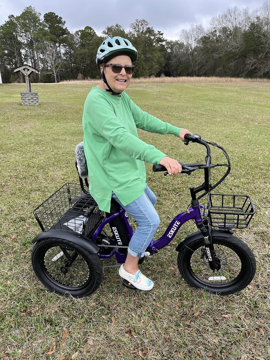 ESKUTE E Trike Electric Bike, Peak 1200W Brushless Motor Folding Trike 18X3.0 Fat Tire Ebike, 624Wh Removable Battery, Step-Thru 3 Wheel Electric Bicycle, Up to 55 Miles, 18MPH+ Tricycle for Adults