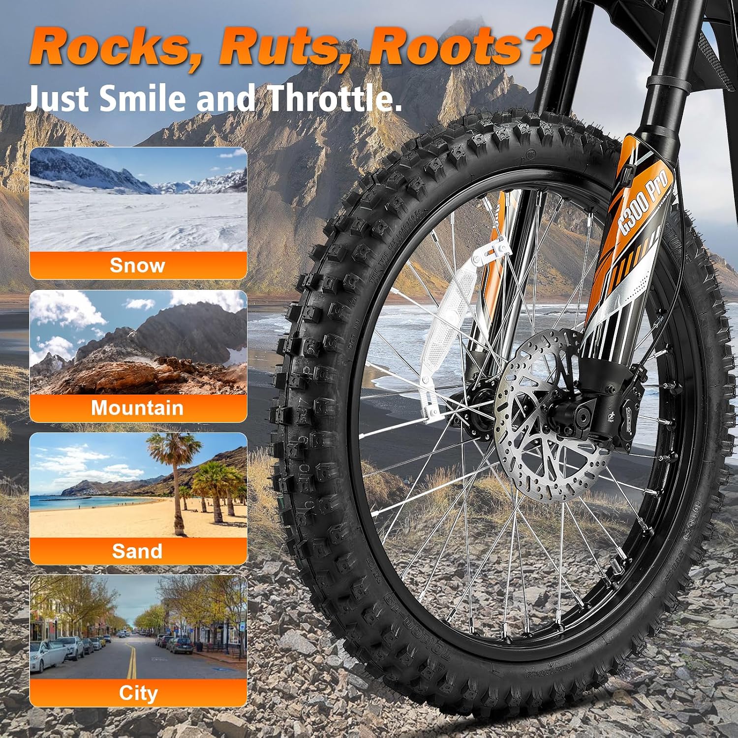 HAPPYRUN G300 Pro Electric Dirt Bike for Adults, 72V 30Ah Battery, 6500W Motor, 50 MPH Speed, 70 Mile Range, 350 Lbs Load Capacity, Hydraulic Brakes