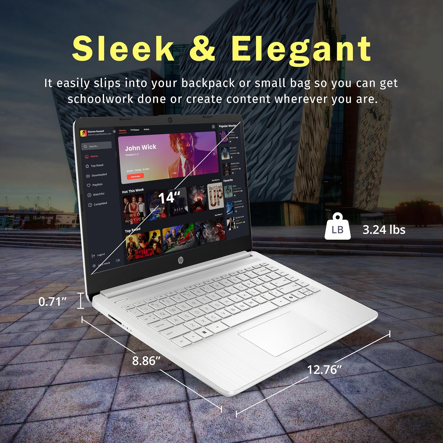HP Stream 14' HD BrightView Laptop, Intel Celeron N150, 16GB RAM, 288GB Storage (128GB UFS + 160GB Docking Station Set), Intel UHD Graphics, 720p Webcam, Wi-Fi, 1 Year Office 365, Win 11 S, Silver