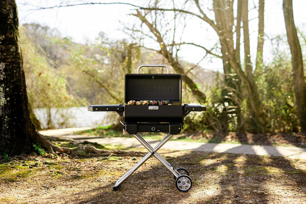 Masterbuilt® Electric Portable Charcoal Grill and Smoker with SteadyTemp Analog Temperature Control, Collapsible Cart and 200 Cooking Square Inches in Black, Model MB20040722