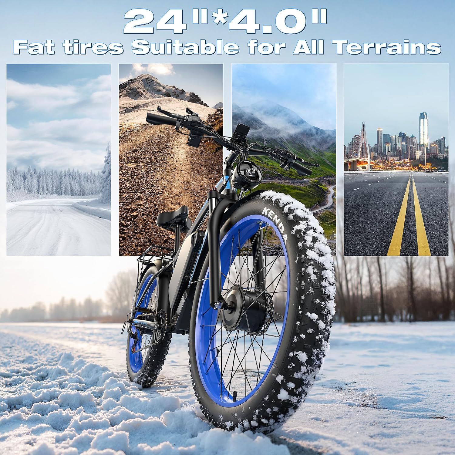 E Bike for Adults, Peak 6000W Dual Motor Electric Bike, 52V 32AH Battery 45 M P H Up to 100 Miles EBike, Front Suspension 7-Speed 24' Fat Tire Electric Commuter Bike, UL2849 Certified By SGS
