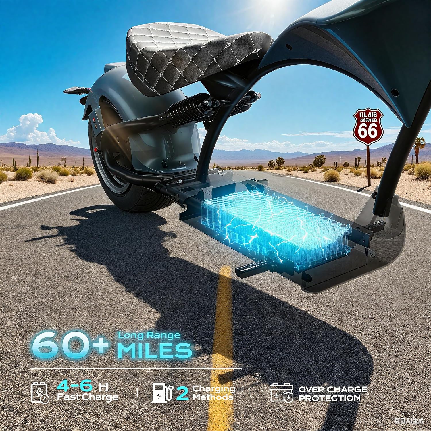 eAhora M1P Electric Motorcycle for Adults, 2000W Motor 37mph, 40+ Miles Range with 60V 30Ah Battery, Full Suspension, Hydraulic Brakes,Street Legal Electric Motorcycle for Commuting