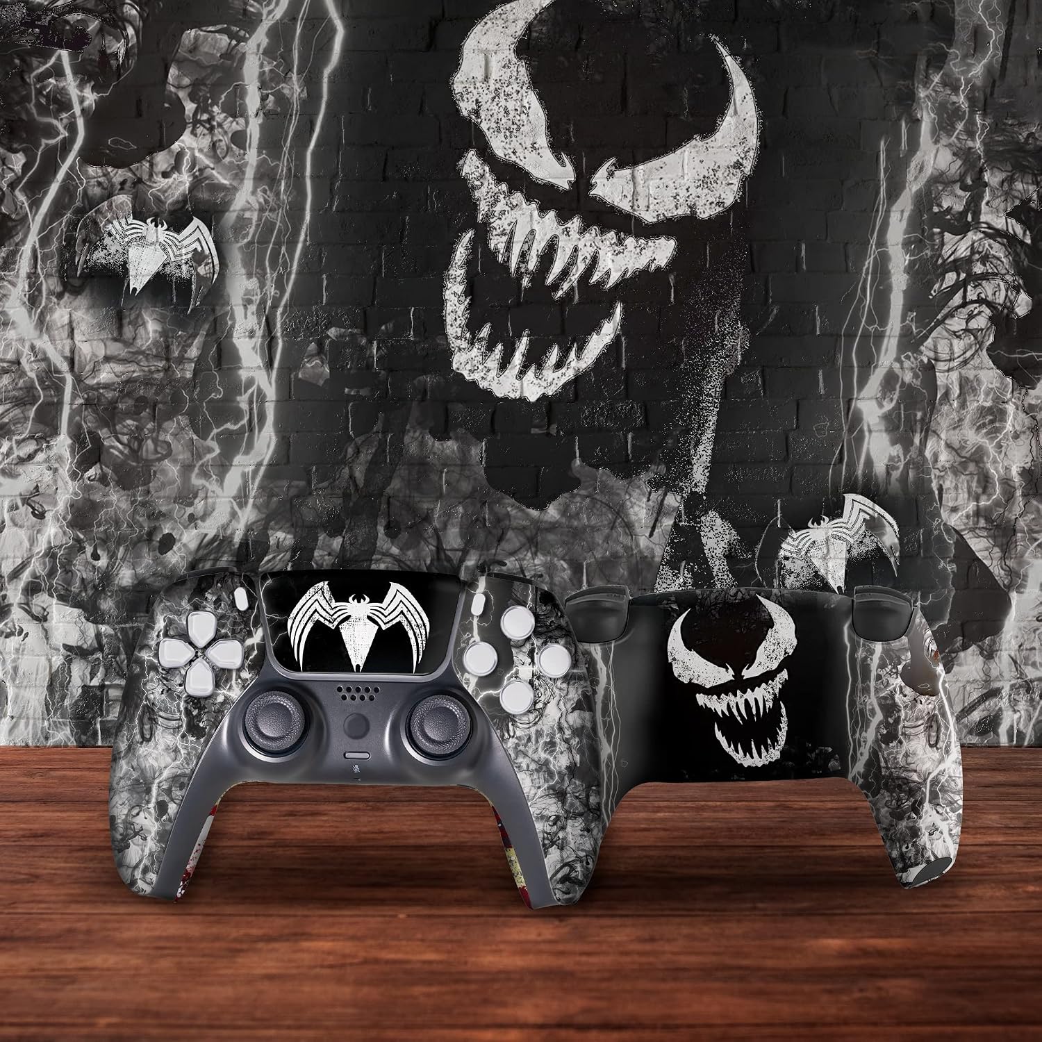 Vennom Custom PS-5 Controller Wireless compatible with Play-Station 5 Console by BCB Controllers | Proudly Customized in USA with Permanent HYDRO-DIP Printing (NOT JUST A SKIN)