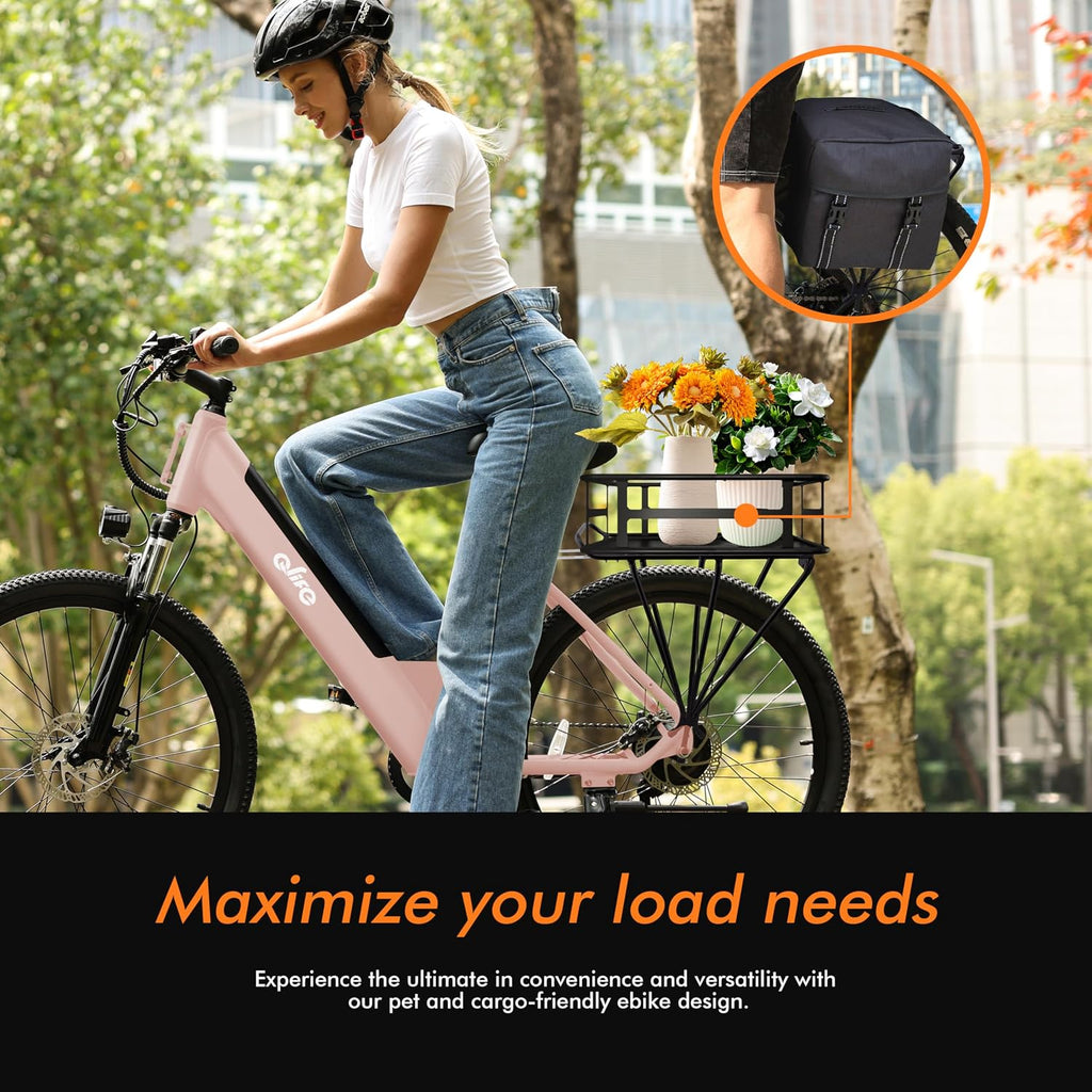 Qlife Cityone Electric Bike for Adults & Teens, Step-Through Commuter Ebike, 1000W Peak Motor, 55-Mile Range, 48V Removable Battery, 26-Inch City Tires, 7-Speed, Up to 25 MPH