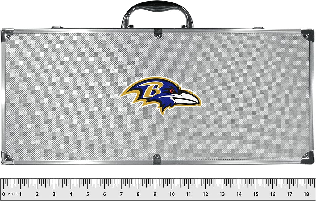 NFL Siskiyou Sports Fan Shop Baltimore Ravens Steel Tailgater BBQ Set w/Case 8 piece Gray