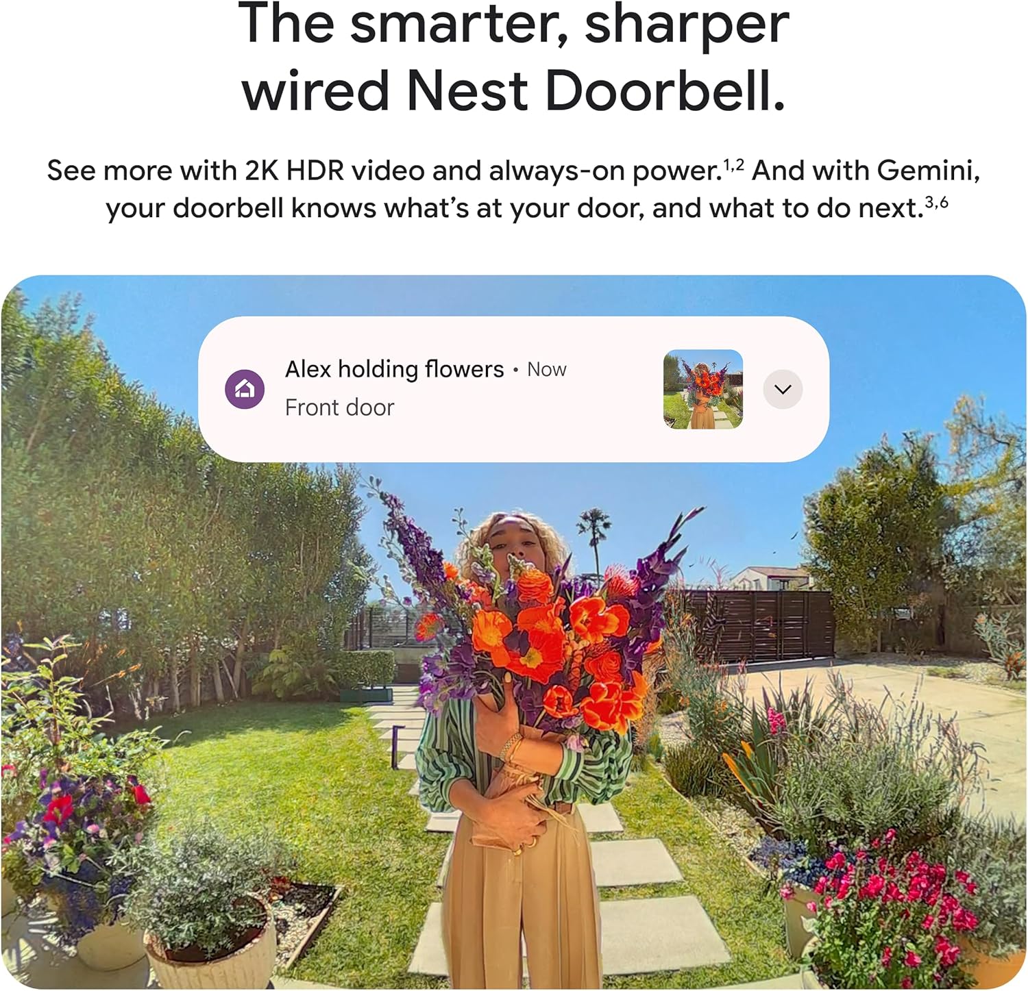Google Nest Doorbell (Wired, 3rd Gen) - 2K Video and Gemini, Live View, Night Vision, 2-Way Audio - Works with Google Home - 2025 Model - Hazel
