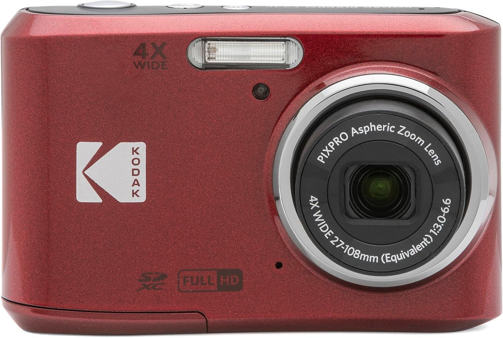 Kodak PIXPRO FZ45 16MP Digital Camera 4X Optical Zoom 27mm Wide Angle 1080P Full HD Video 2.7' LCD Camera (Red) + 64GB Card and Reader + Case + Memory Wallet + Tripod + Cleaning Bundle