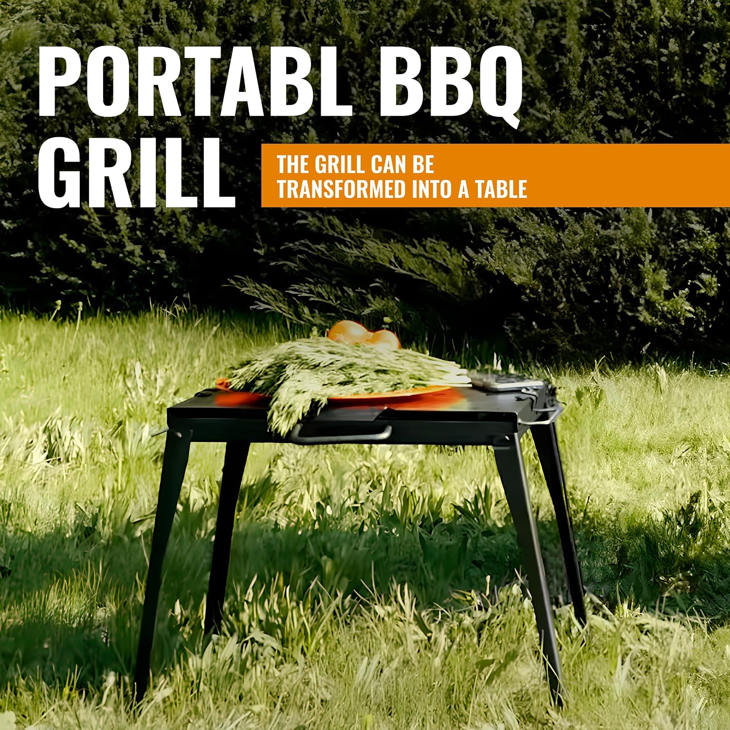 CKG Portable Charcoal Grill Heavy Duty Folding Mangal BBQ Outdoor Grill for Kabab, Shashlyk, Camping Portable Grill for Travel, 6 Skewers (Skewers not included in set) 2 mm Metal Thickness
