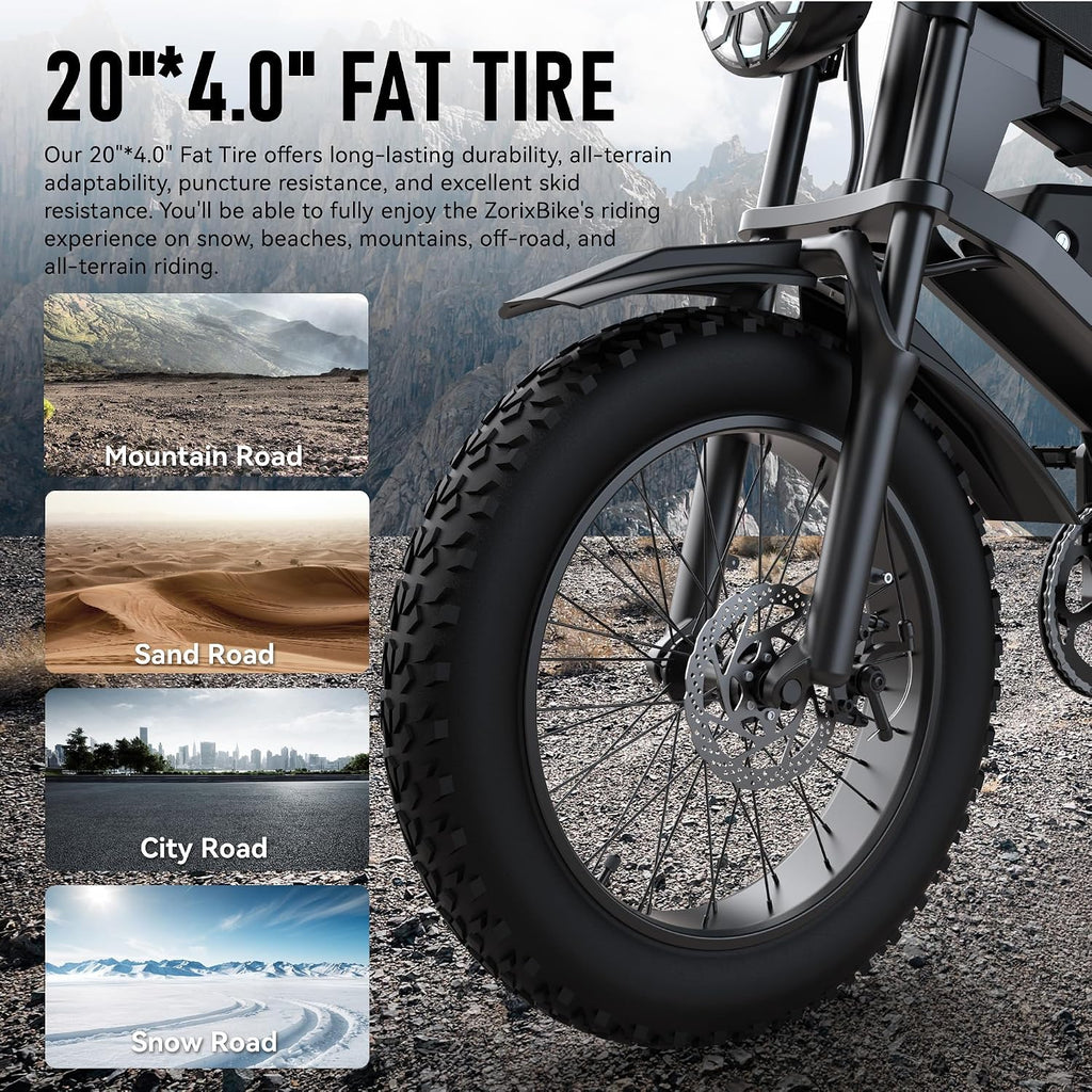Electric Bike for Adults,48V 20AH - Peak Power 1500/3000W Brushless Motor Electric Bicycle - Max Speed 31-35MPH - Max 80 Miles Range - 20' x 4.0' Fat Tire Dirt E-Bike,7-Speed - UL 2849