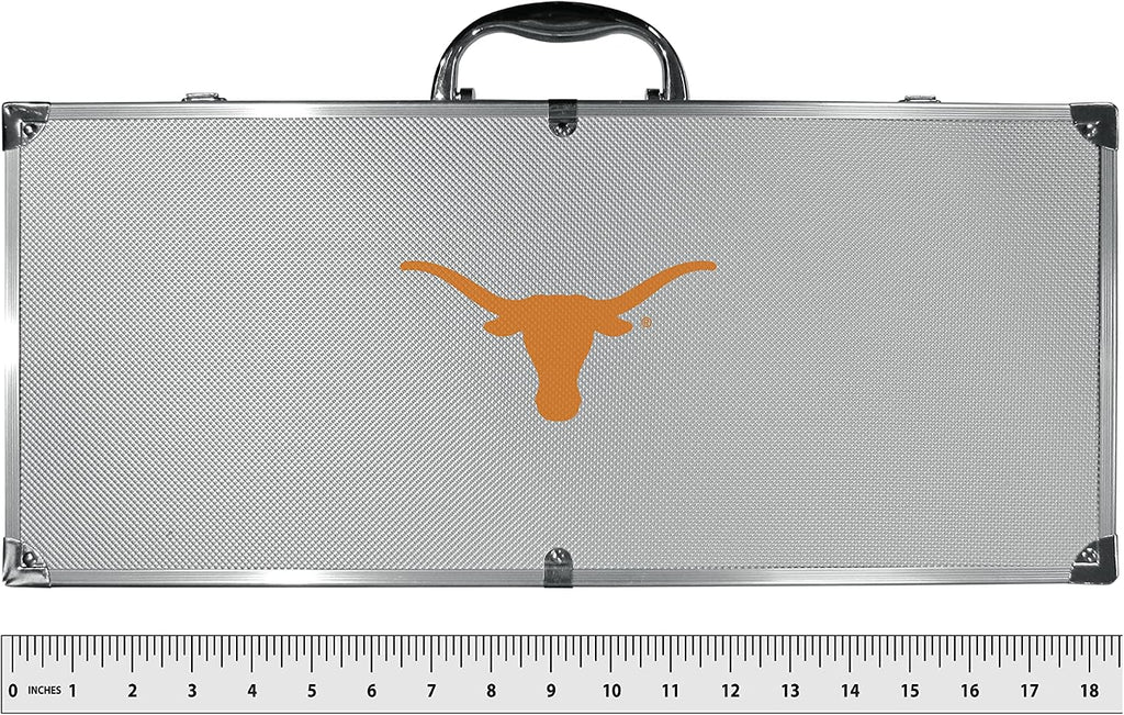 NCAA Siskiyou Sports Fan Shop Texas Longhorns Steel Tailgater BBQ Set w/Case 8 piece Gray