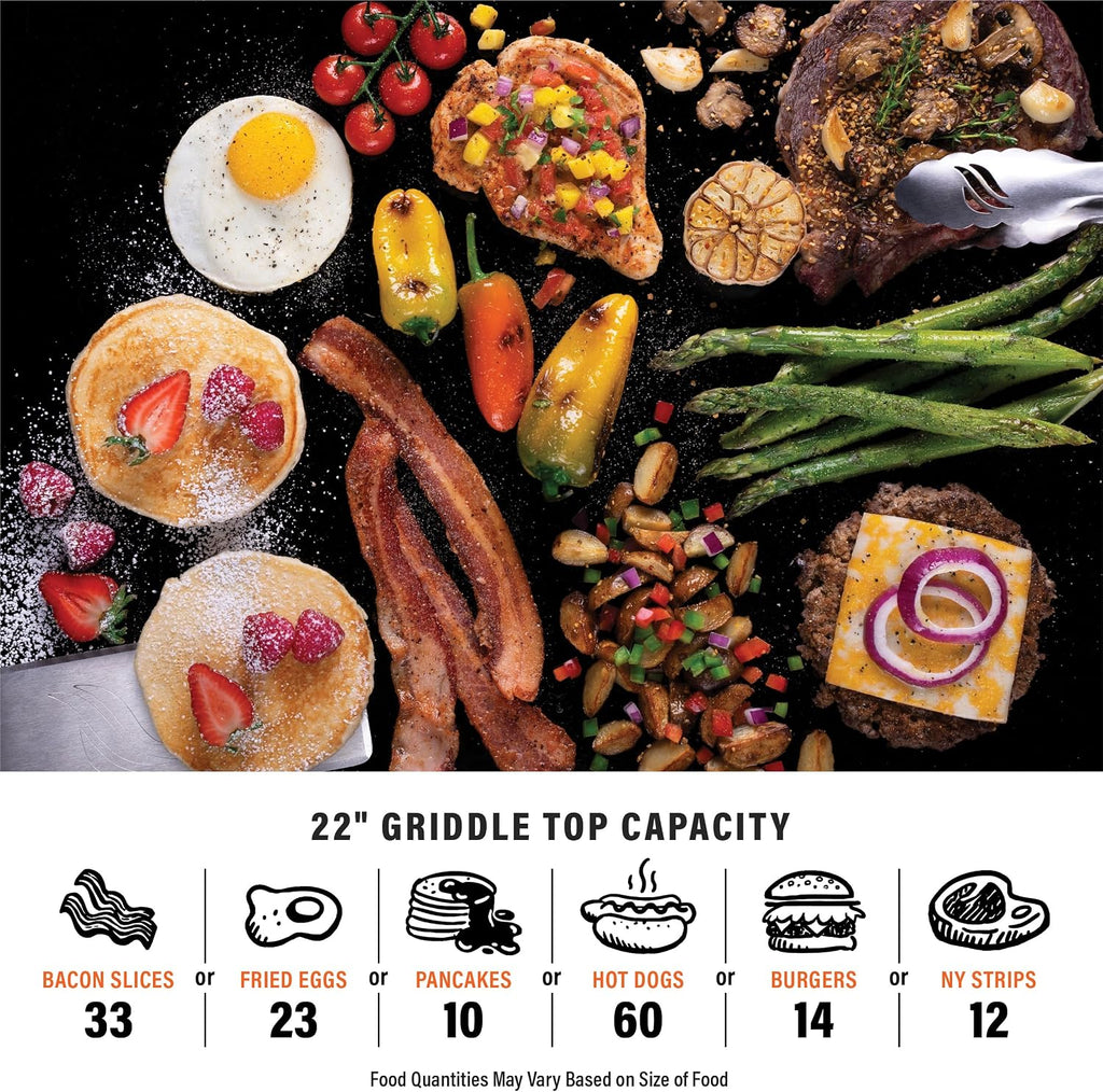 Blackstone 22-Inch Electric Griddle - 1600W Non Stick Ceramic Titanium Coated Stainless Steel Tabletop Griddle with EZ-Touch Control Dial, LCD Display, Patented Rotate & Remove Glass Hood - 8001