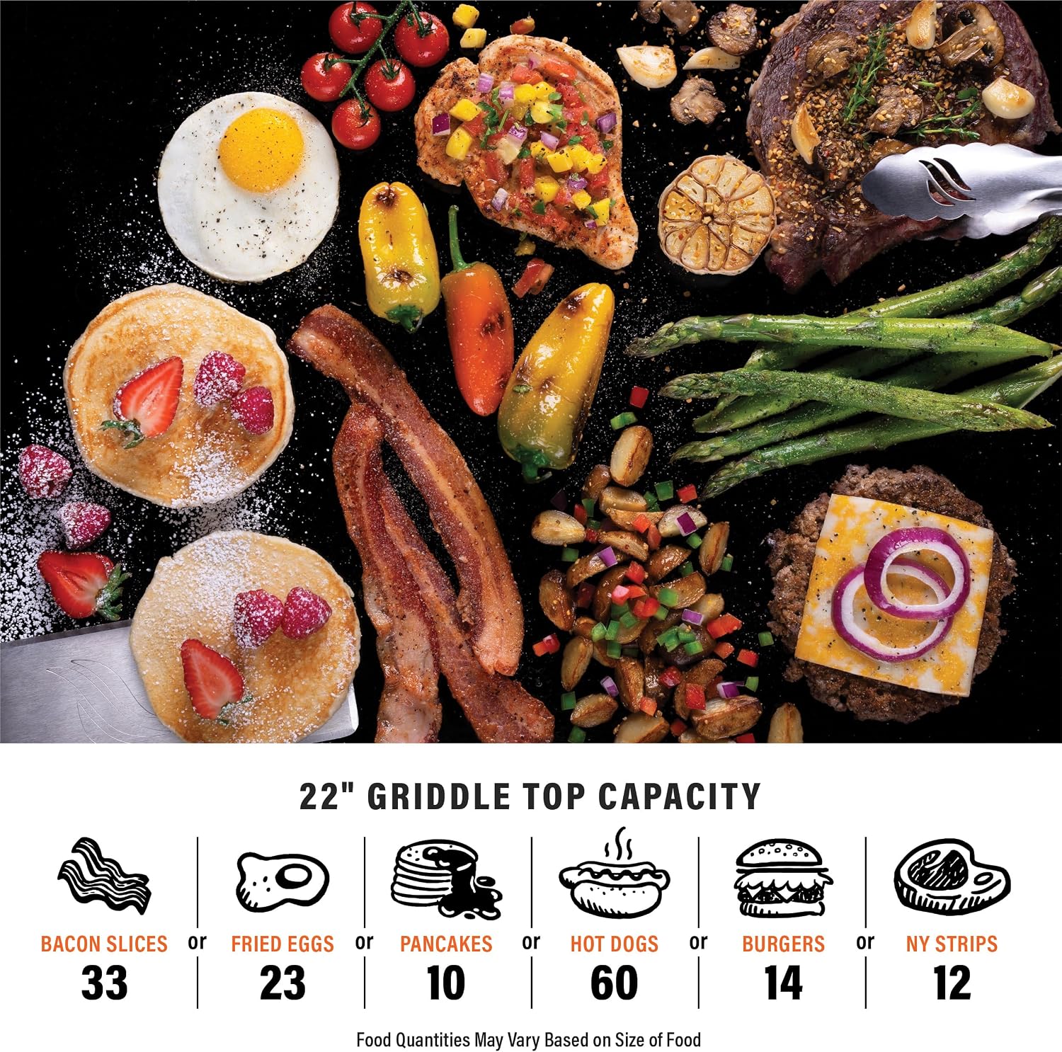 Blackstone 22-Inch Electric Griddle - 1600W Non Stick Ceramic Titanium Coated Stainless Steel Tabletop Griddle with EZ-Touch Control Dial, LCD Display, Patented Rotate & Remove Glass Hood - 8001