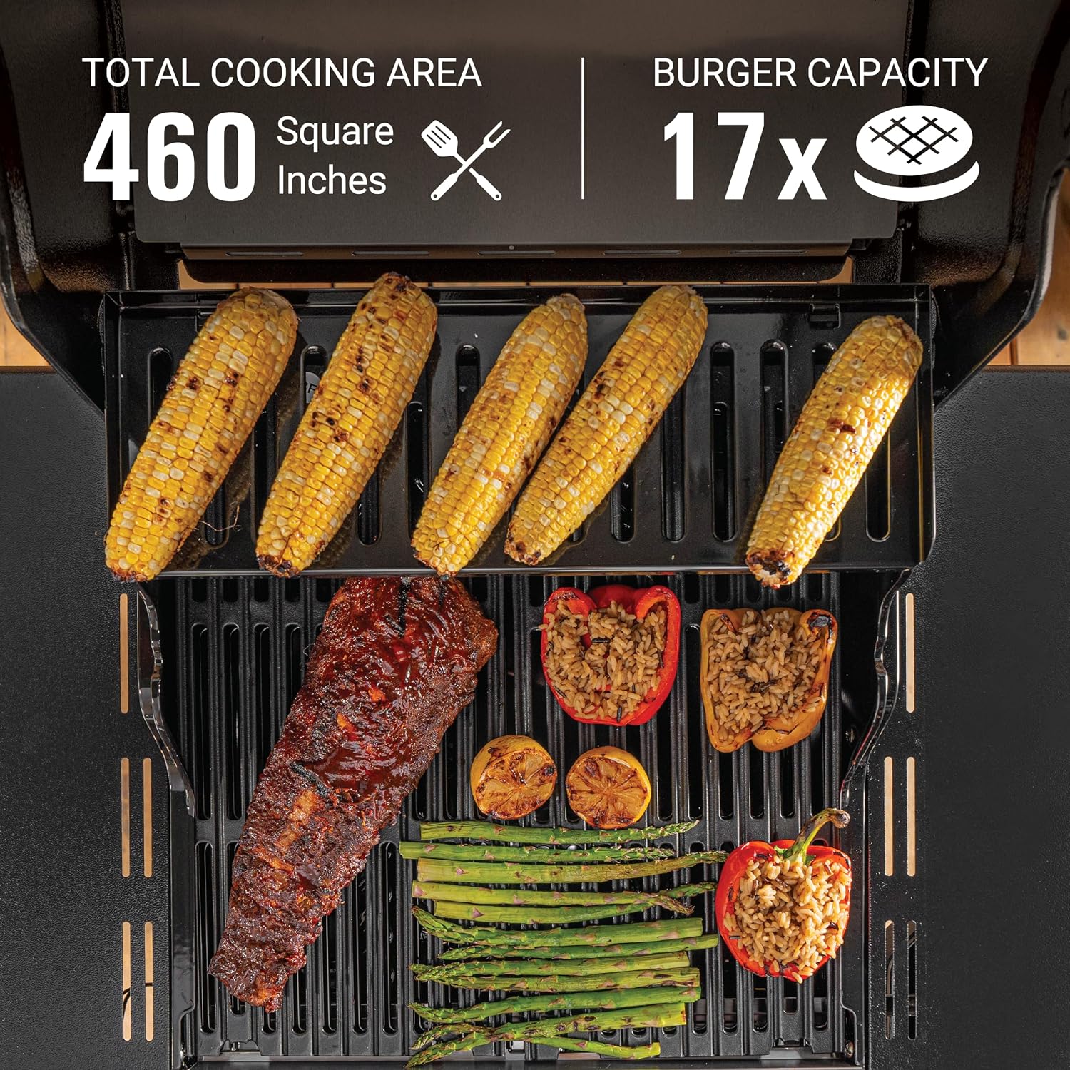 Coleman Revolution 2-Burner Propane Grill, 30,000 BTU Gas Grill with 440-Sq. In. Total Cooking Surface, 2 Side Shelves, Flare-Free Grates, and 4-Wheel Compact Cart, Black