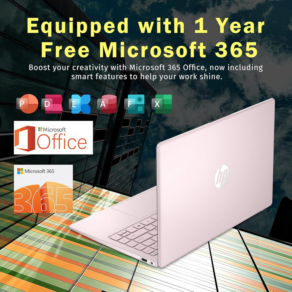 HP Stream 14' HD BrightView Laptop, Intel Processor N150, 16GB RAM, 288GB Storage (128GB UFS + 160GB SSD Docking Station Set), Intel Graphics, HD Webcam, Wi-Fi, 1 Year Office 365, Win 11 S, Pink