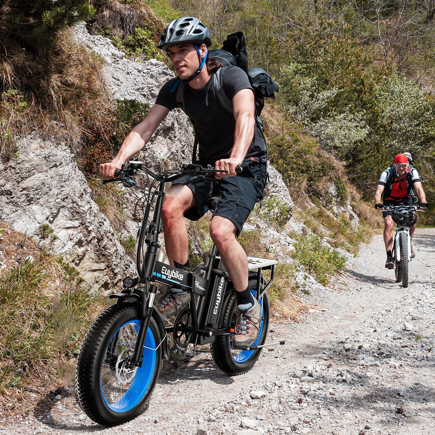 bluebiko 1000W Folding Electric Bike, 48V 20AH Removable Battery E Bike, 70 Miles Max Range, 20' Fat Tire Adults Electric Bike,7-Speed Ebike for City Commuting,Off-Roading,Mountain