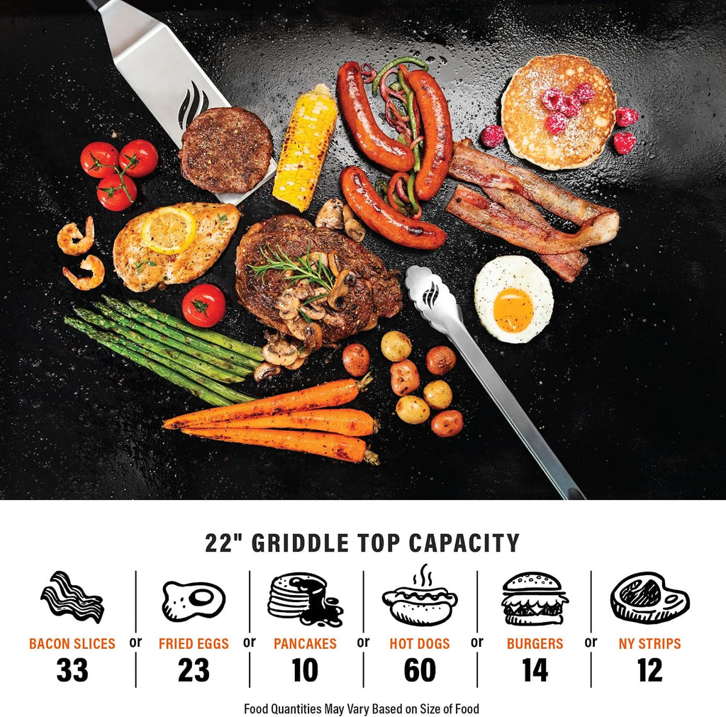 Blackstone 1666 22' Tabletop Griddle with Stainless Steel Faceplate, Powder Coated Steel, Black