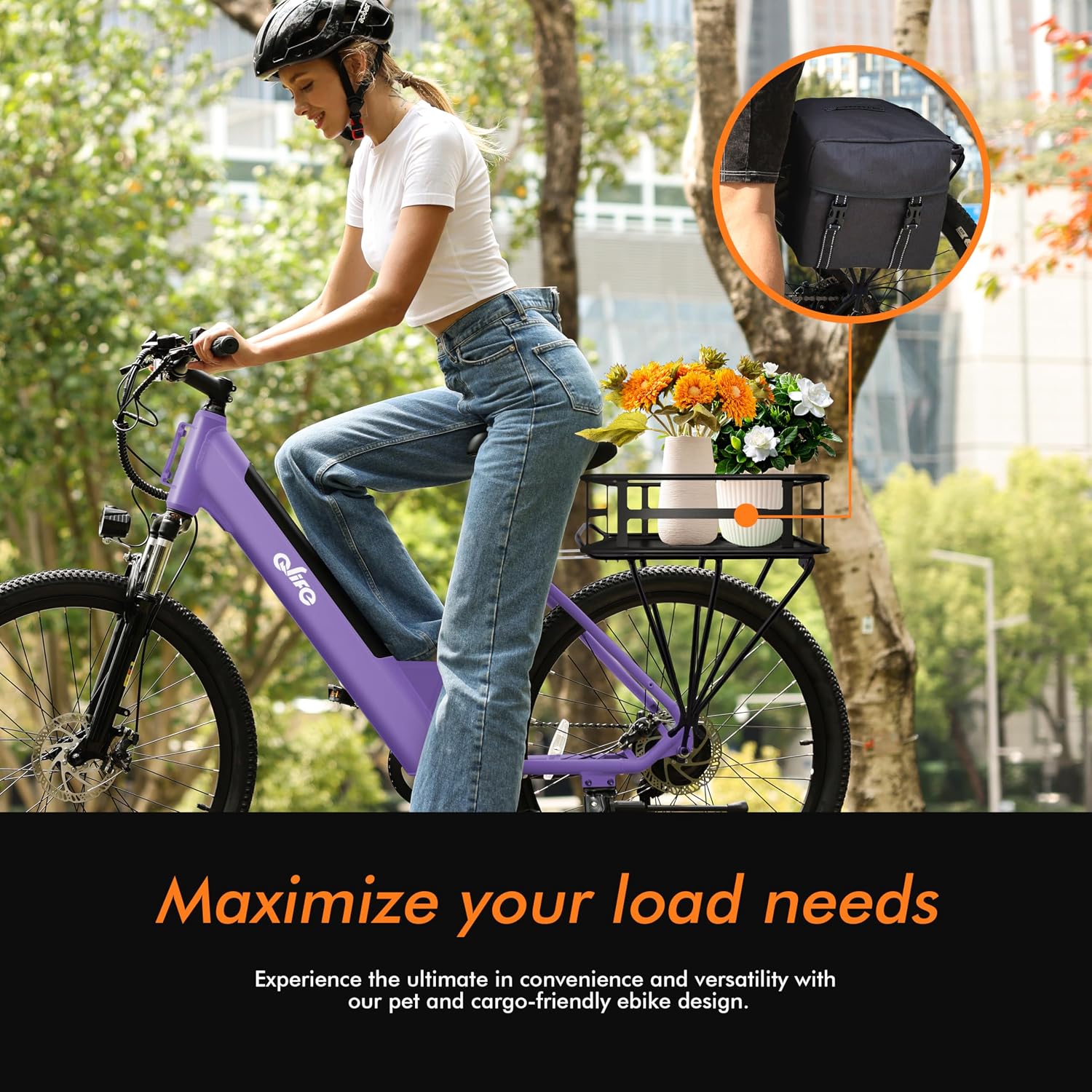 Qlife Cityone Electric Bike for Adults & Teens, Step-Through Commuter Ebike, 1000W Peak Motor, 55-Mile Range, 48V Removable Battery, 26-Inch City Tires, 7-Speed, Up to 25 MPH