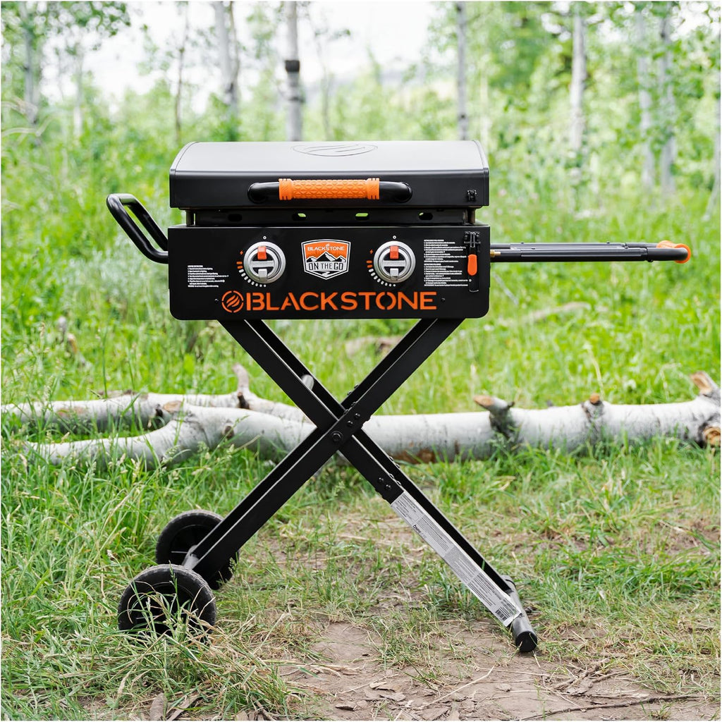 Blackstone 2350 On-the-Go 22' Omnivore Flex-Fold Griddle with Locking Hood, Powder Coated Steel, Black