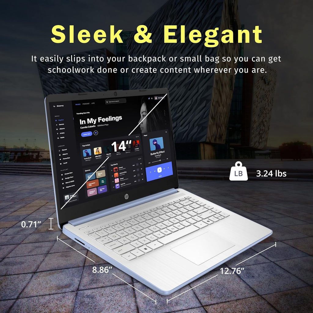 HP Stream 14' HD BrightView Laptop, Intel Celeron N150, 16GB RAM, 288GB Storage (128GB UFS + 160GB Docking Station Set), Intel UHD Graphics, 720p Webcam, Wi-Fi, 1 Year Office 365, Win 11 S, Blue