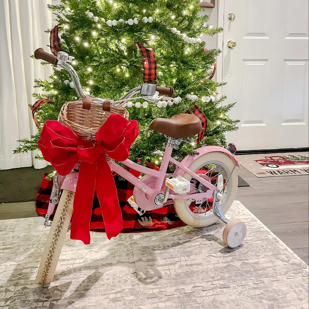 Glerc Little Molly 12-20 Inch Kids Retro Cruiser Bike for 2-13 Year Old with Wicker Basket & Training Wheels/Kickstand, Multiple Colors
