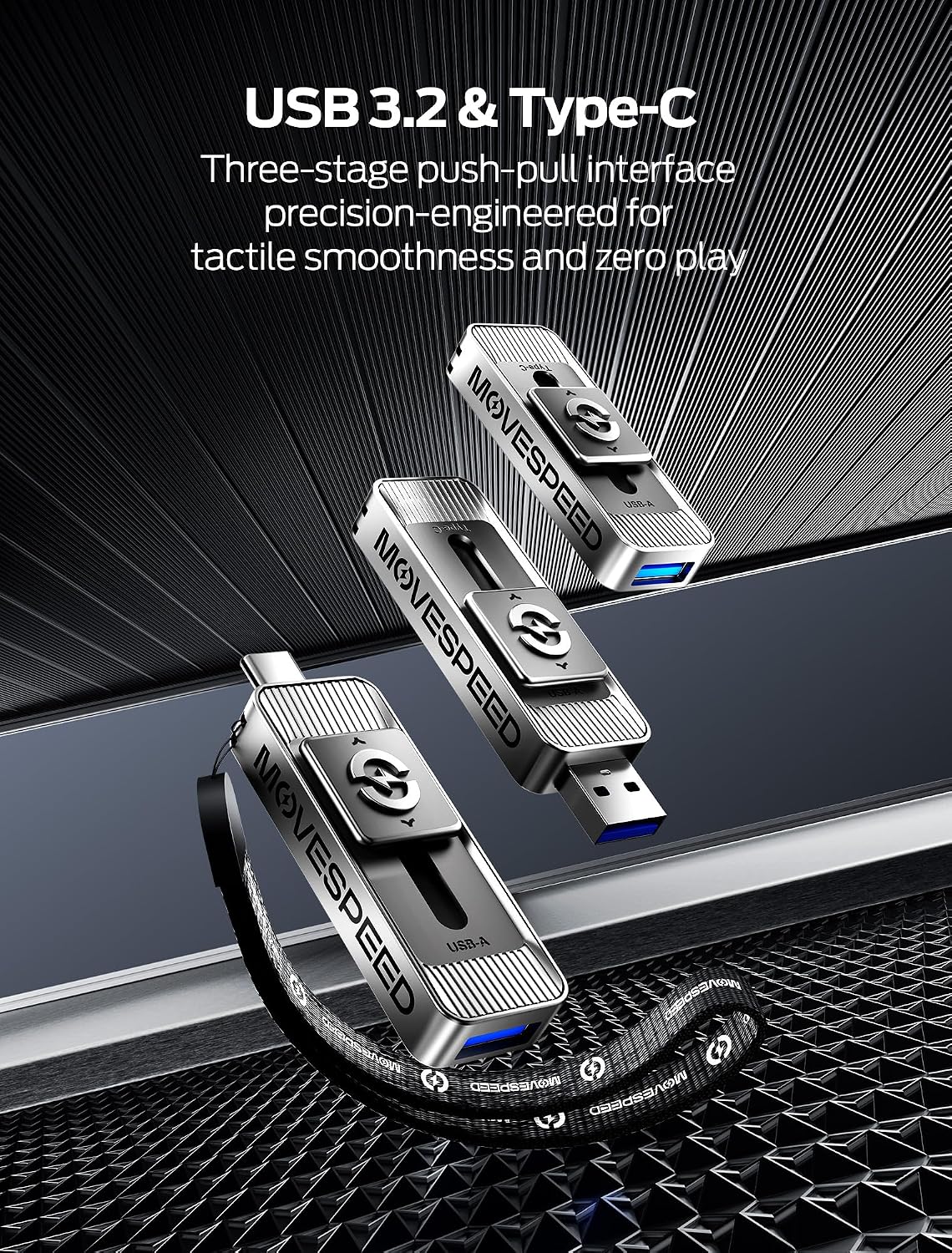 MOVE SPEED 2TB Solid State Drives with Dual Ports & Push-Pull Design 560MB/s Read Speed, Type C + USB 3.2 Drive Portable ssd for iPhone 15/16/Android/Mac