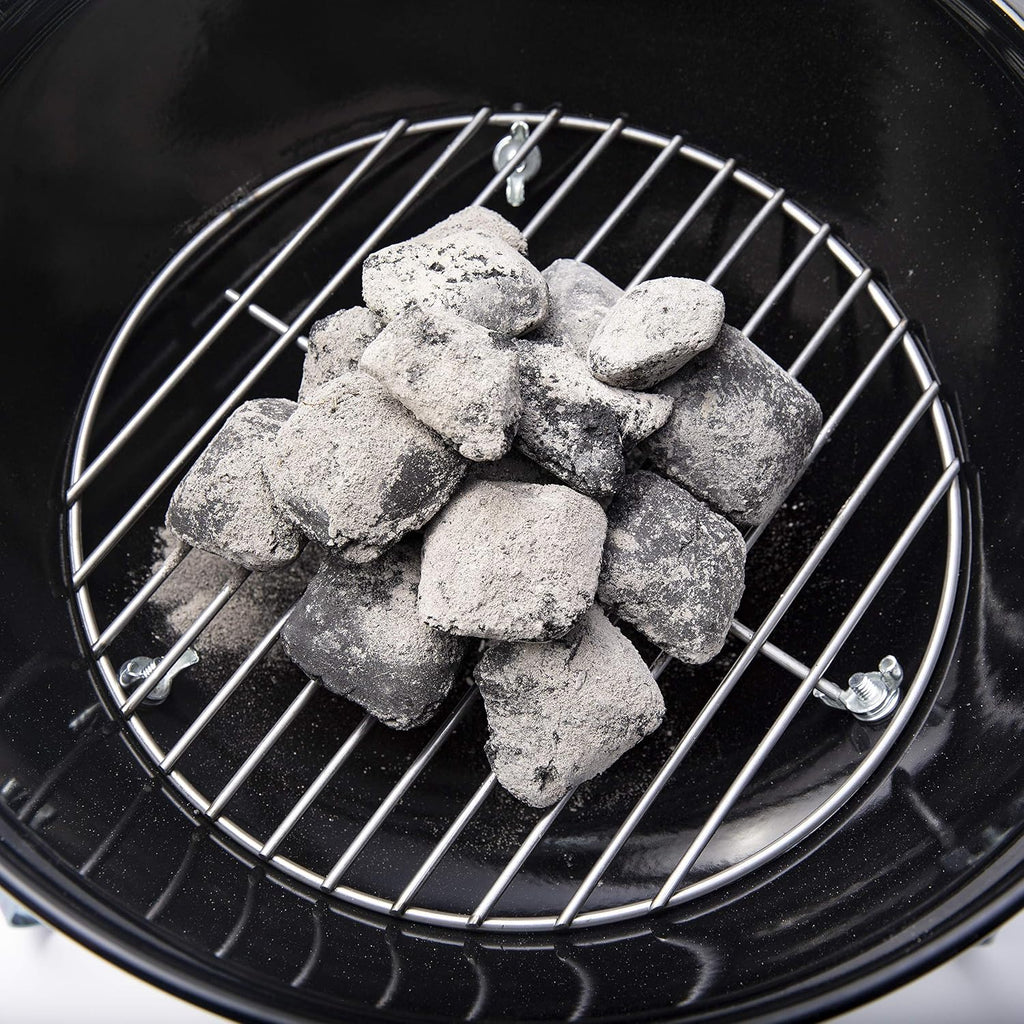 Weber Smokey Joe Premium Charcoal Grill Barbeque, 37cm | Portable BBQ Grill with Tuck-N-Carry Lid Cover & Plated Steel Legs | Folding Outdoor Cooker with Porcelain-Enamelled Bowl - Black (1121004)